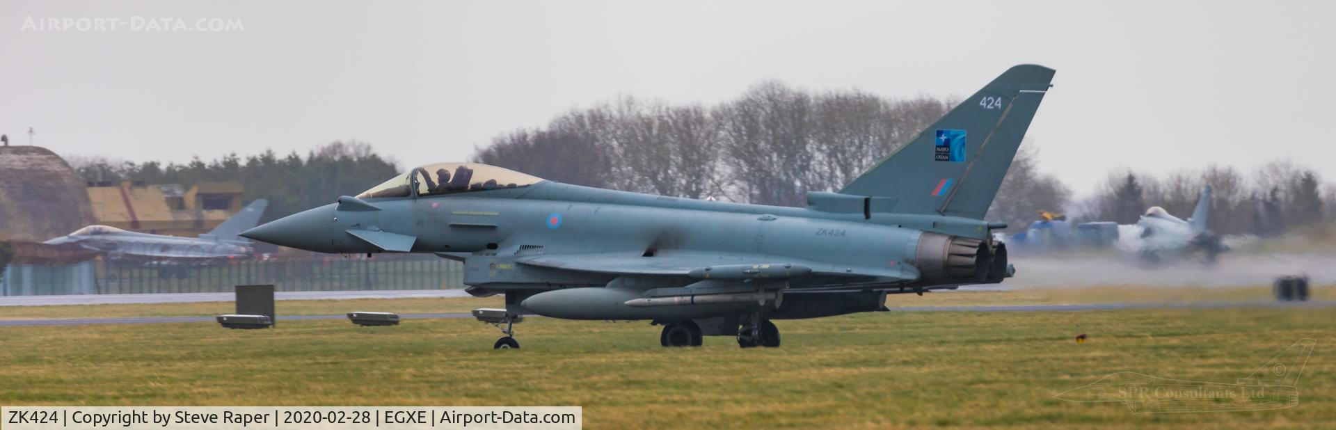 ZK424, 2017 Eurofighter EF-2000 Typhoon FGR4 C/N BS140, A very rainy RAF Leeming. Returning after a NATO exercise sortie.