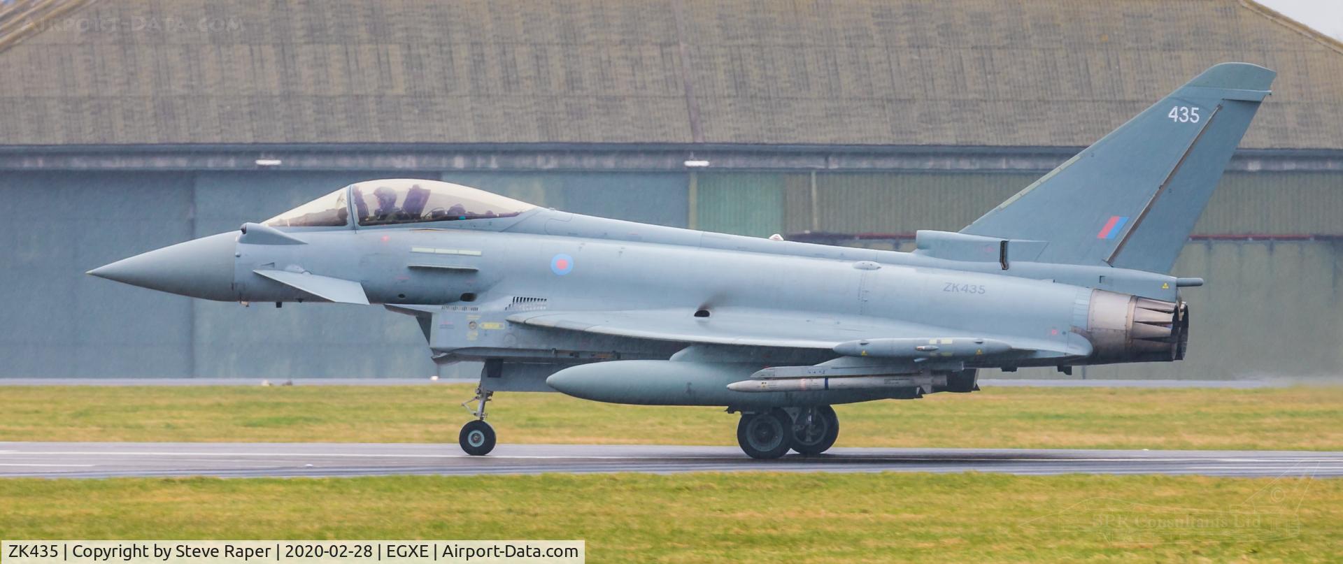 ZK435, 2018 Eurofighter EF-2000 Typhoon FGR4 C/N BS151, A very rainy RAF Leeming. Returning after a NATO exercise sortie.