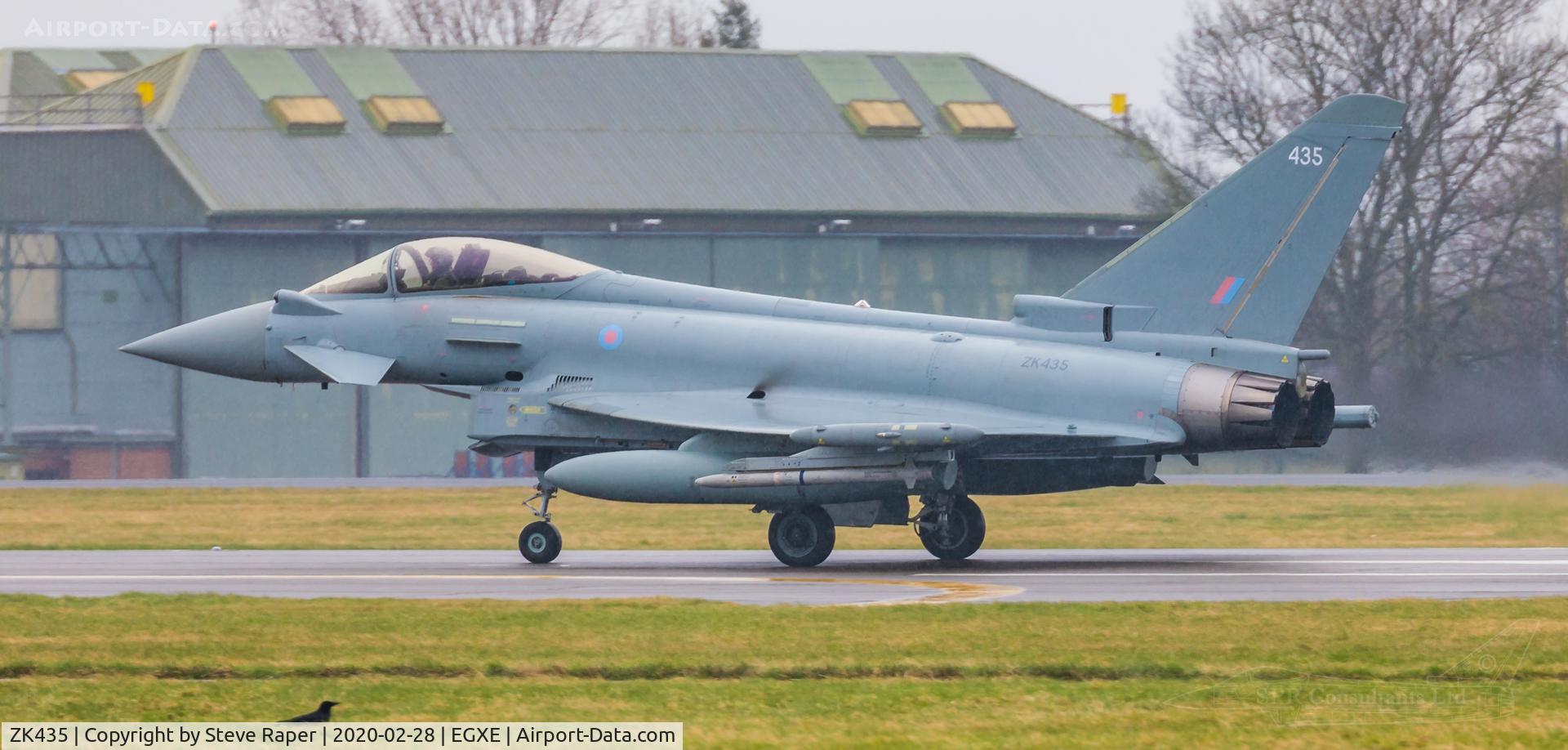 ZK435, 2018 Eurofighter EF-2000 Typhoon FGR4 C/N BS151, A very rainy RAF Leeming. Returning after a NATO exercise sortie.