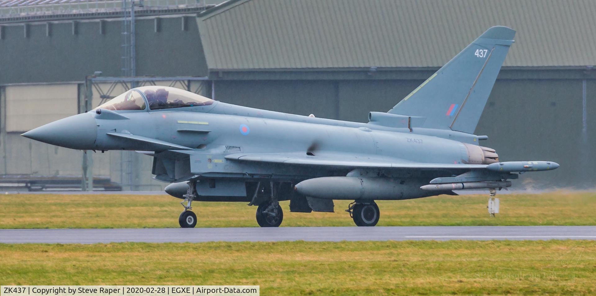 ZK437, 2019 Eurofighter EF-2000 Typhoon FGR.4 C/N BS153, A very rainy RAF Leeming. Returning after a NATO exercise sortie.