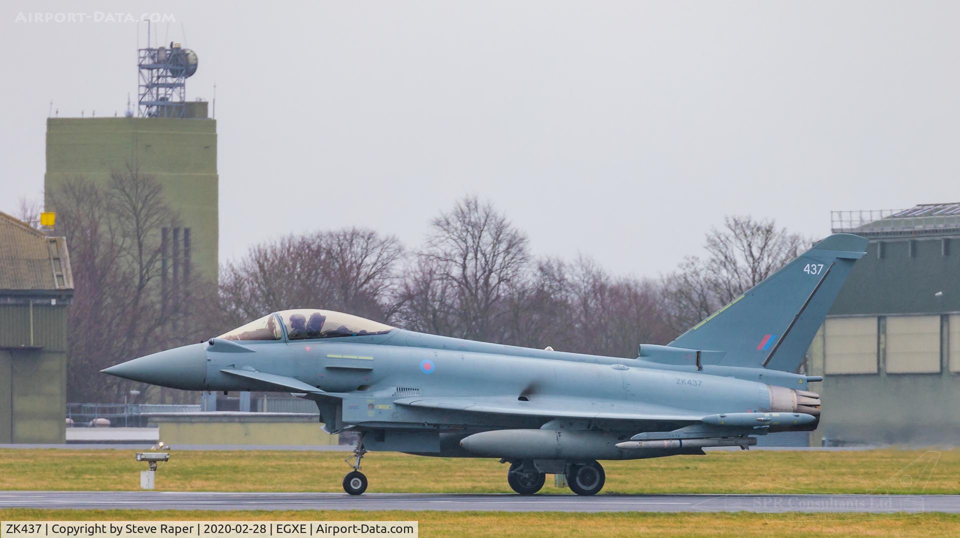 ZK437, 2019 Eurofighter EF-2000 Typhoon FGR.4 C/N BS153, A very rainy RAF Leeming. Returning after a NATO exercise sortie.