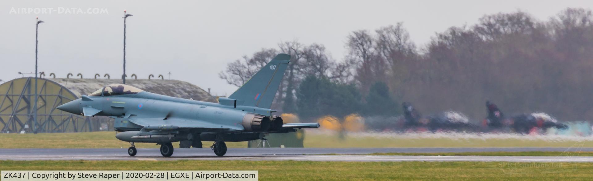 ZK437, 2019 Eurofighter EF-2000 Typhoon FGR.4 C/N BS153, A very rainy RAF Leeming. Returning after a NATO exercise sortie.
