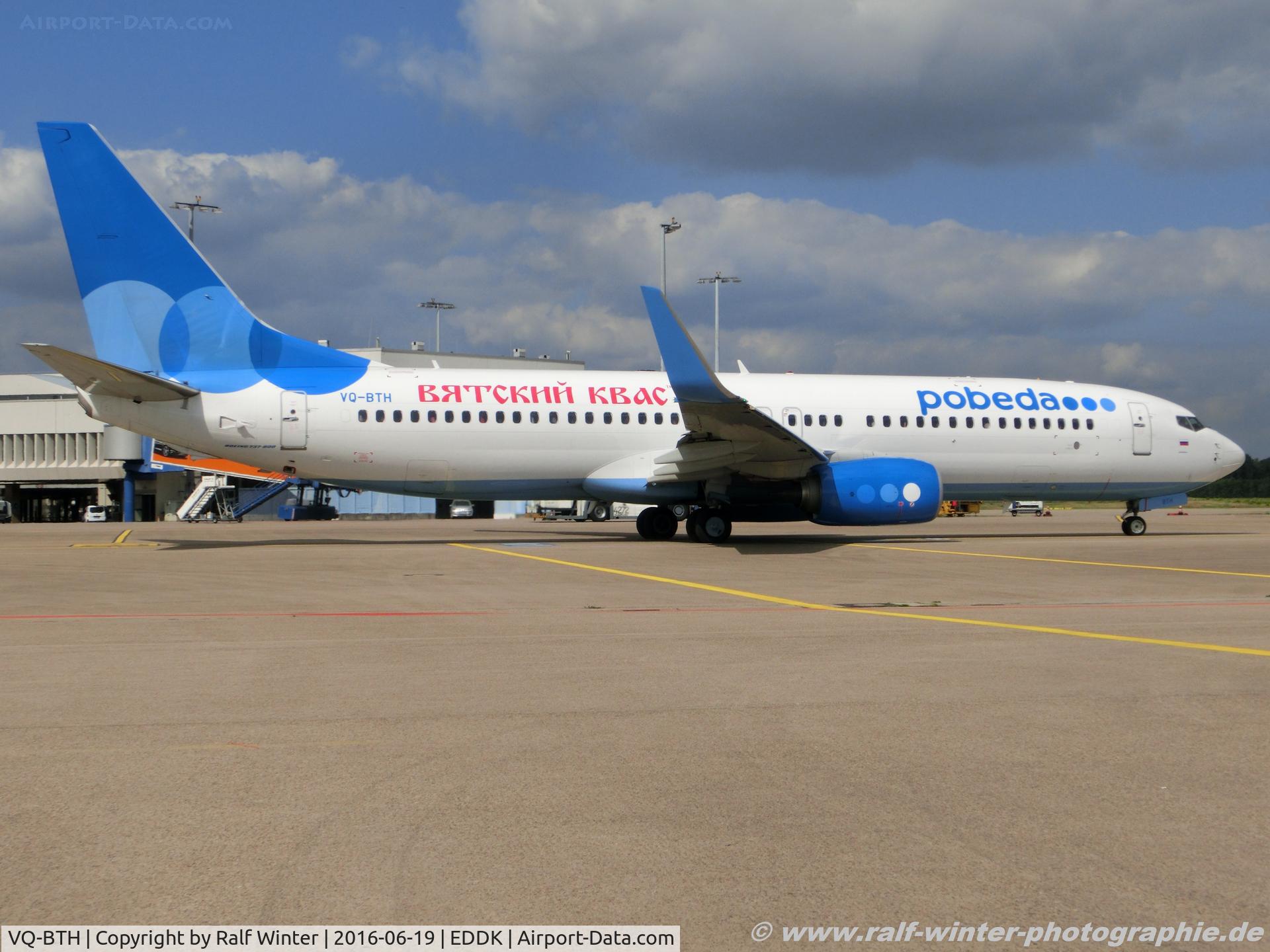 VQ-BTH, 2014 Boeing 737-8LJ C/N 39947, Boeing 737-8LJ(W) - DP PBD Pobeda 'Vyatskiy kvas' sticker- 39947 - VQ-BTH - 19.06.2016 - CGN