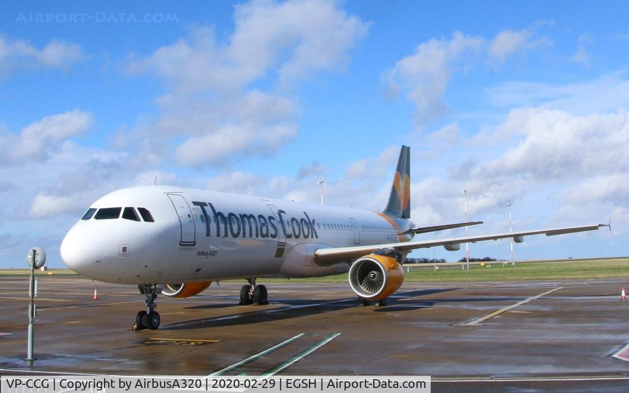 VP-CCG, 2002 Airbus A321-211 C/N 1887, Parked on stand at Norwich