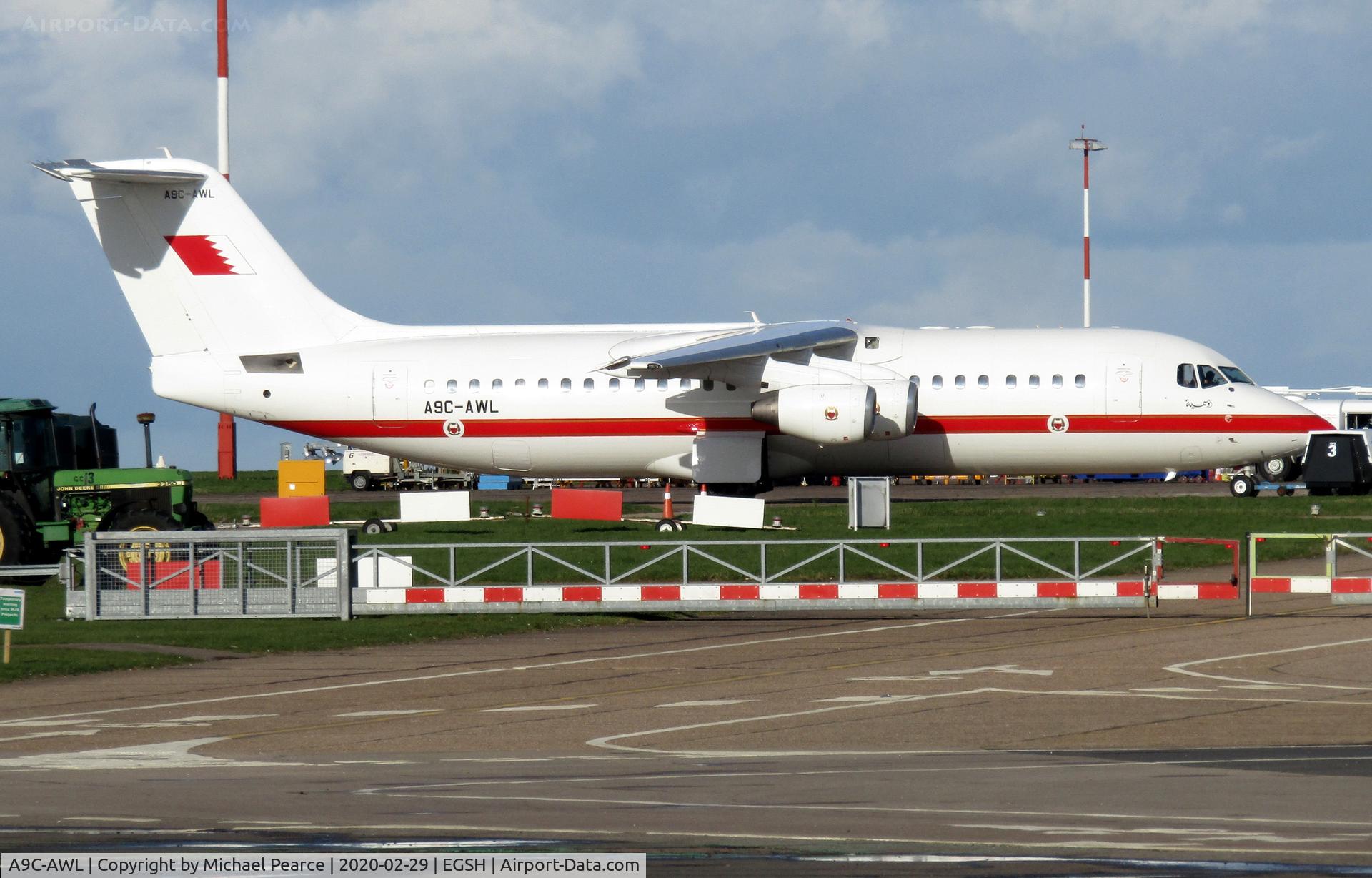 A9C-AWL, 2001 British Aerospace Avro 146-RJ100 C/N E3386, Under tow back to KLM UK Engineering following engine runs.
