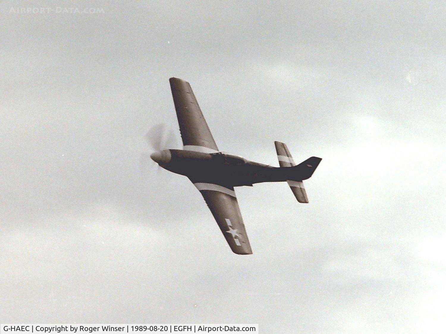 G-HAEC, 1951 Commonwealth CA-18 Mustang 22 (P-51D) C/N CACM-192-1517, Mustang coded AJ-A displaying over Runway 04.