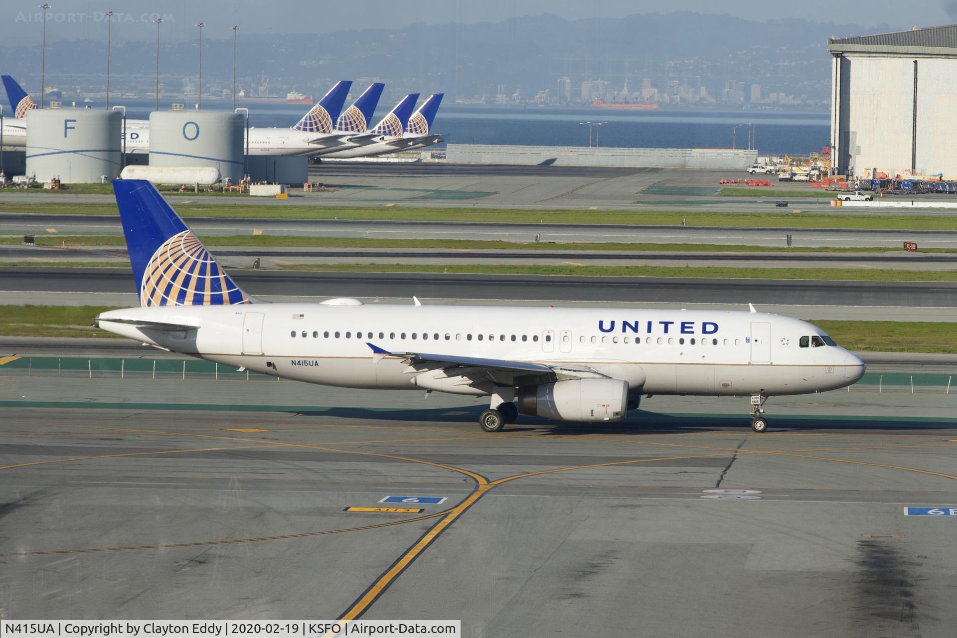 N415UA, 1994 Airbus A320-232 C/N 475, Sky Terrace SFO 2020.