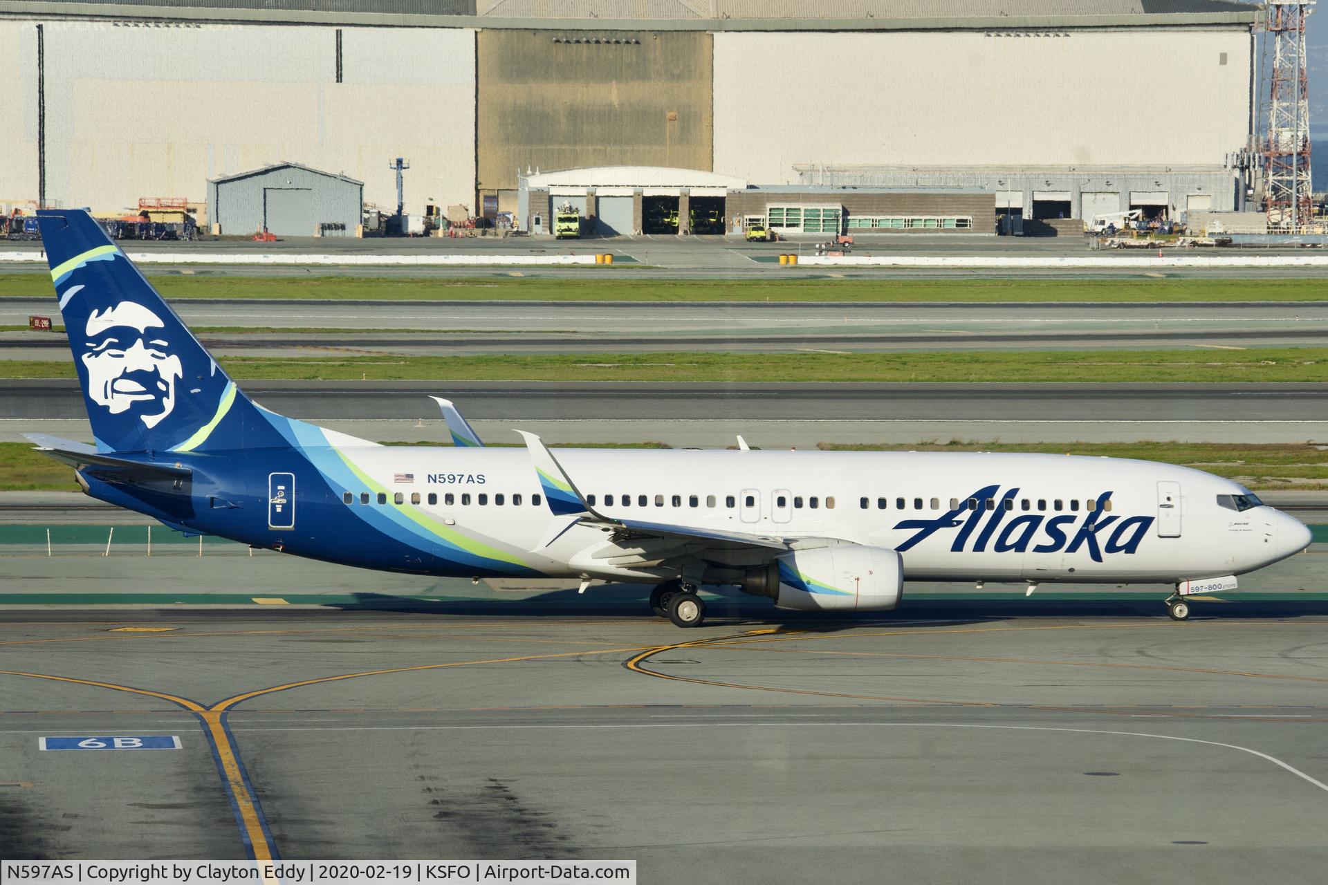 N597AS, 2008 Boeing 737-890 C/N 35689, Sky Terrace SFO 2020.