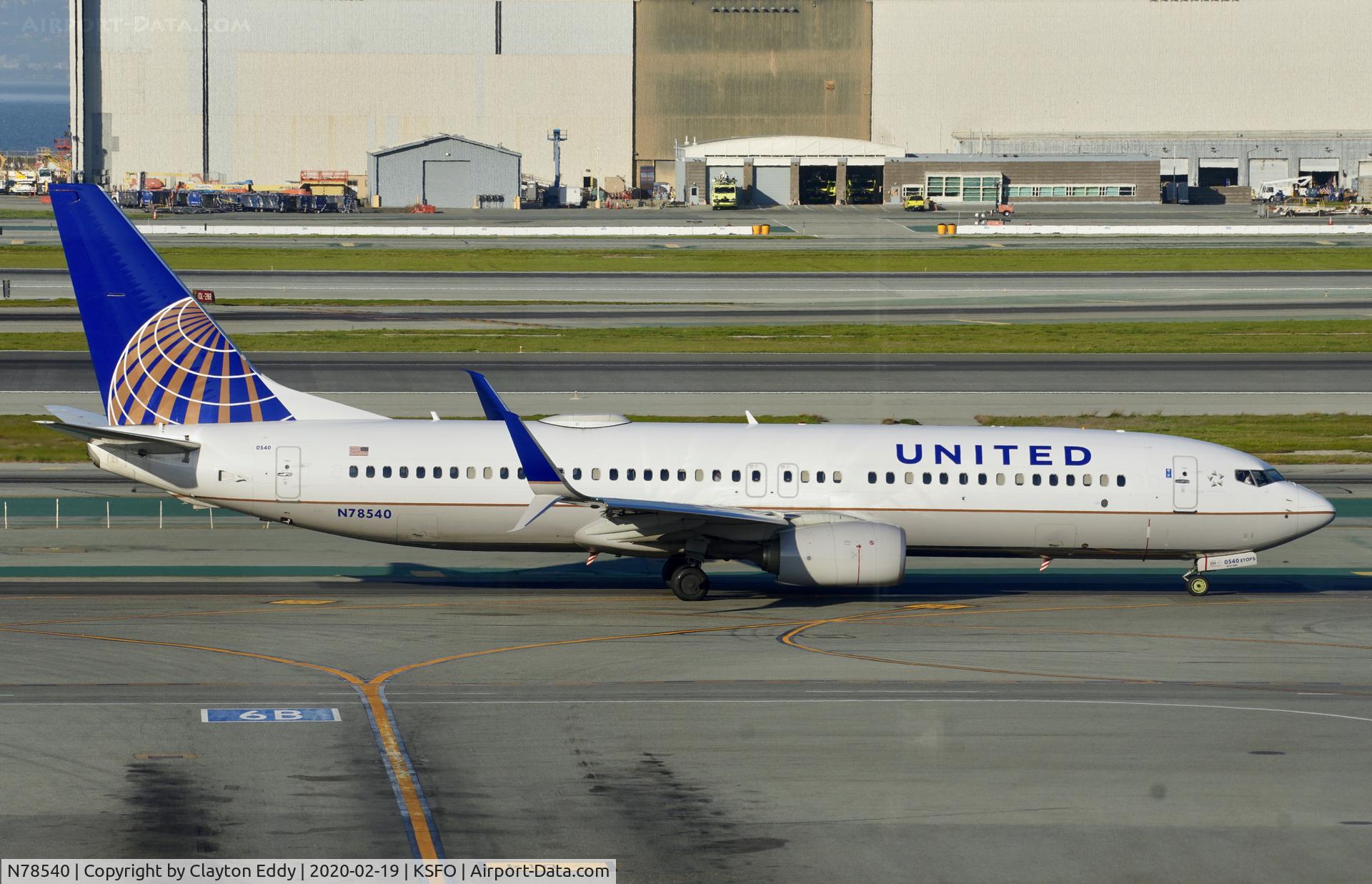 N78540, 2017 Boeing 737-800 C/N 63646, Sky Terrace SFO 2020.