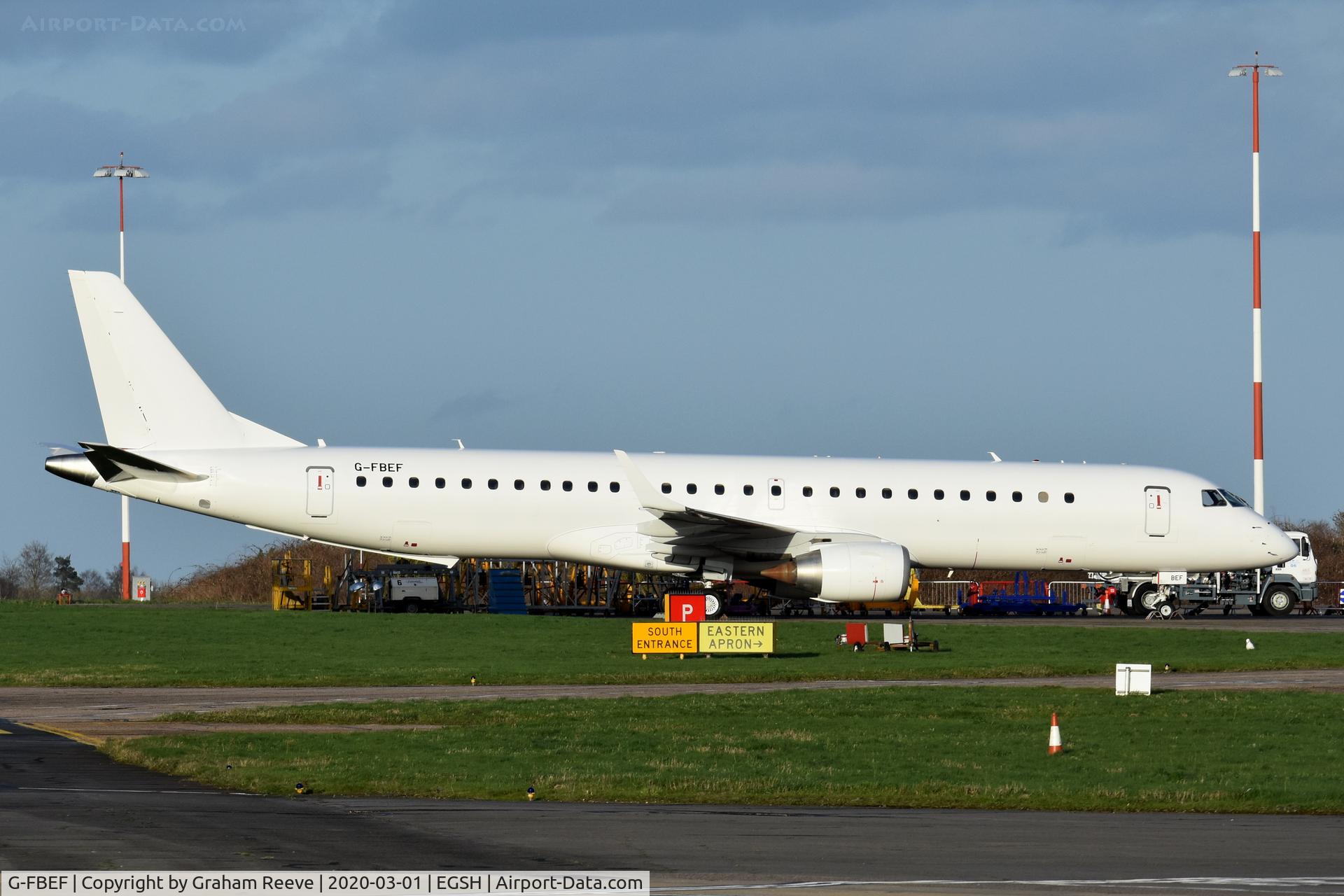 G-FBEF, 2007 Embraer 195LR (ERJ-190-200LR) C/N 19000104, Parked at Norwich.