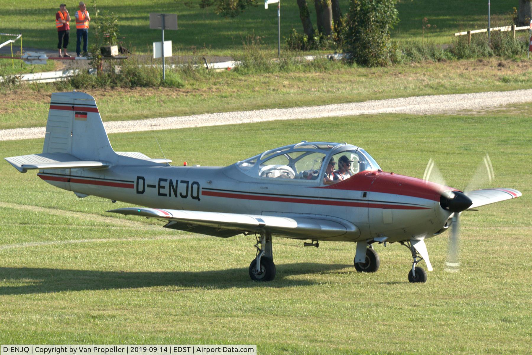 D-ENJQ, Focke-Wulf P149D C/N 042, Focke-Wulf FWP-149D preparing for take-off from Hahnweide airfield, Germany. OTT 2019