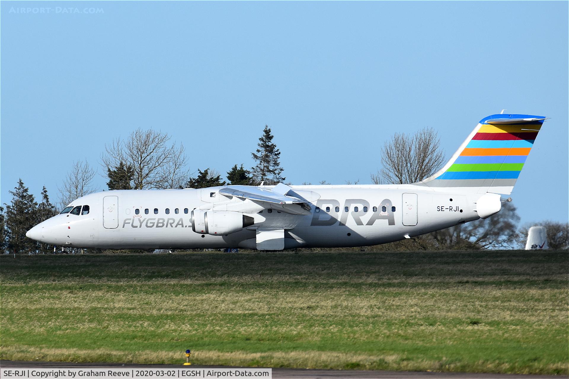 SE-RJI, 1999 British Aerospace Avro 146-RJ100 C/N E3357, Just landed at Norwich.
