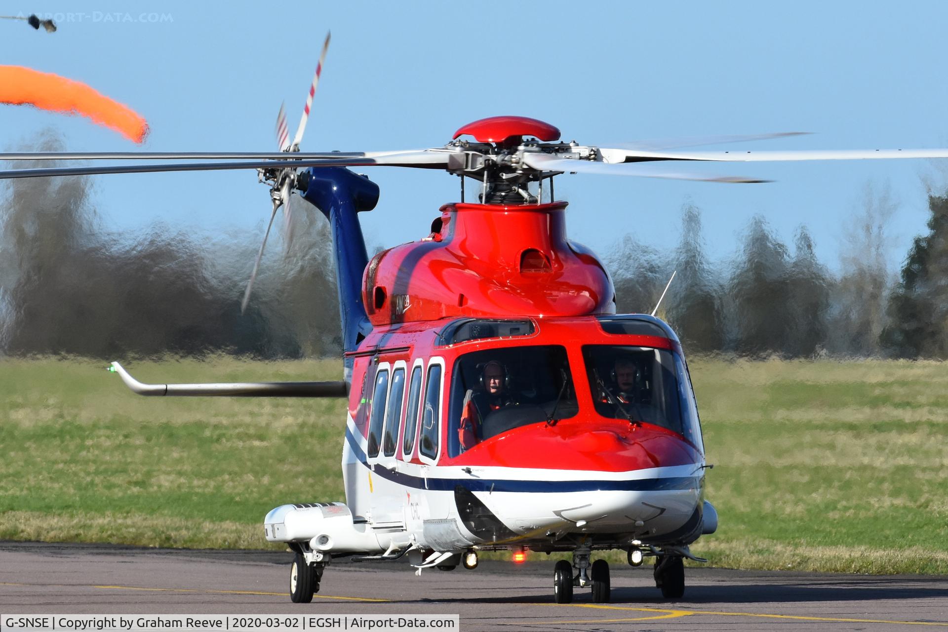 G-SNSE, 2014 AgustaWestland AW-139 C/N 31561, Just landed at Norwich.