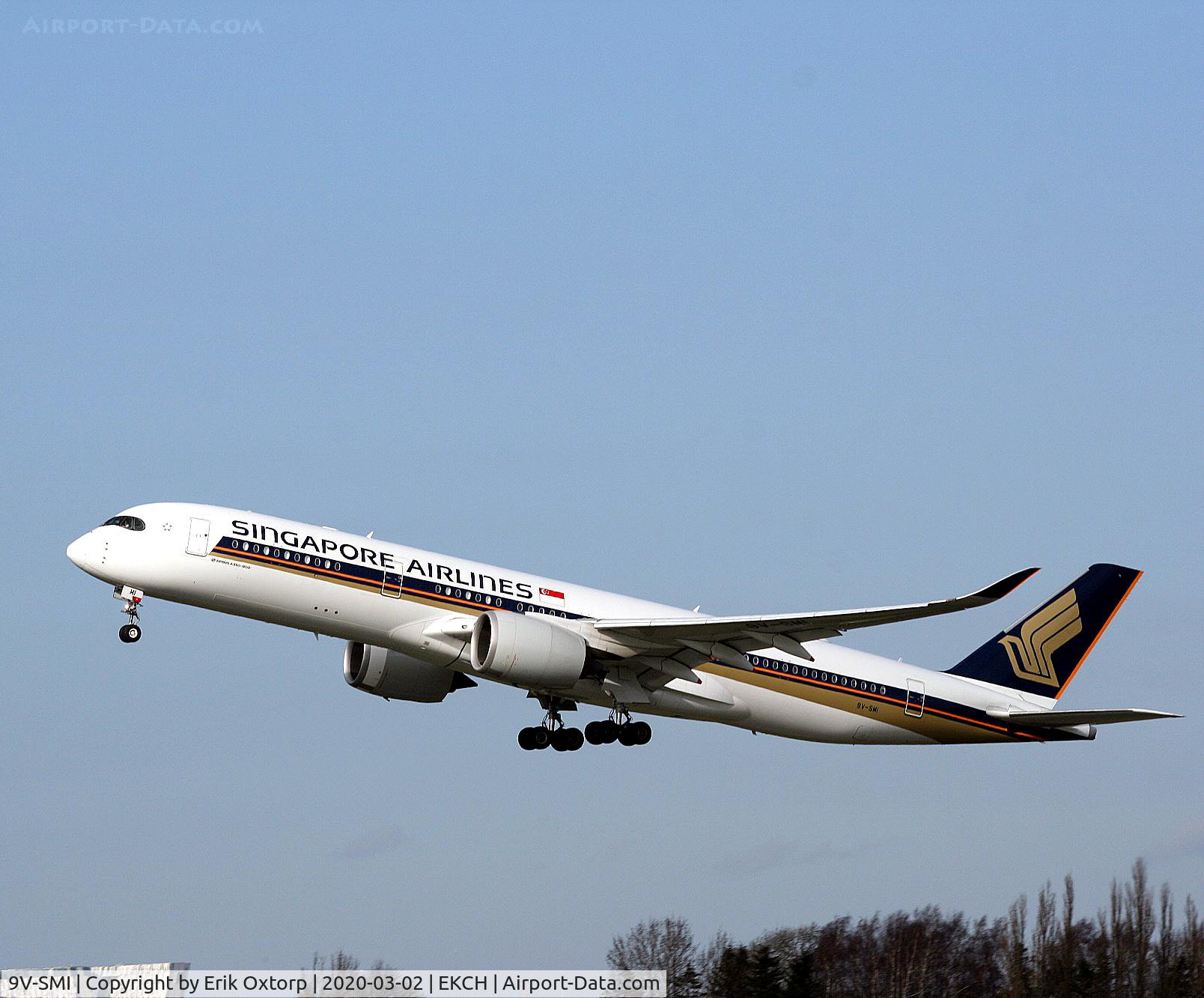 9V-SMI, 2016 Airbus A350-941 C/N 077, 9V-SMI taking off rw 22R