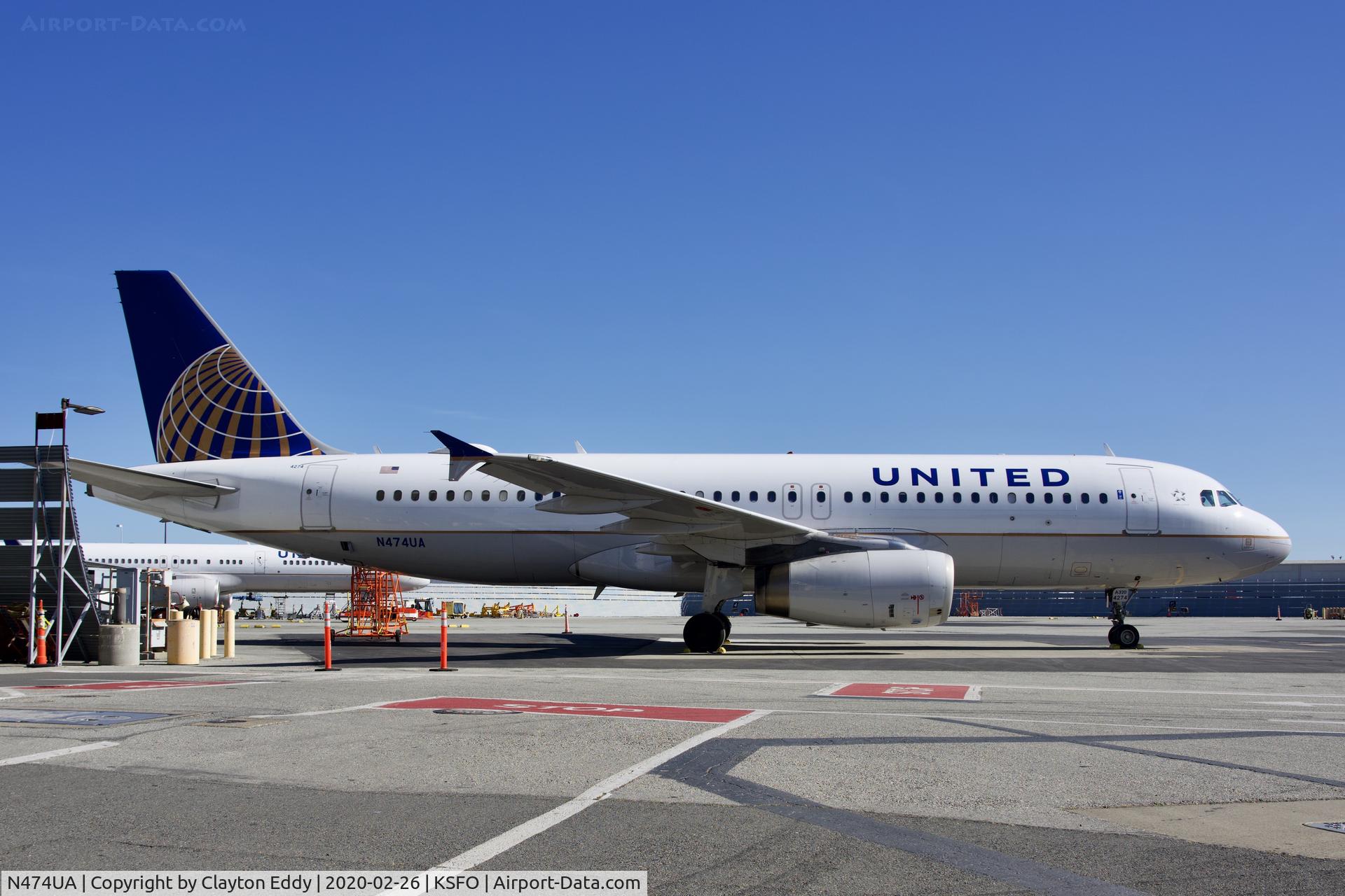 N474UA, 2001 Airbus A320-232 C/N 1475, SFO 2020.