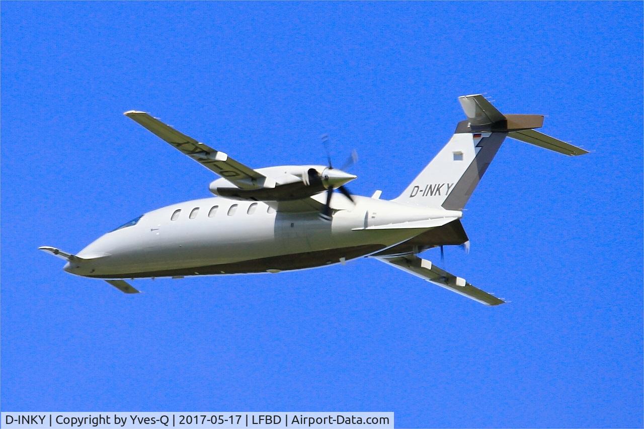 D-INKY, 2008 Piaggio P-180 Avanti C/N 1162, Piaggio P-180 Avanti, Take off rwy 23, Bordeaux-Mérignac airport (LFBD-BOD)