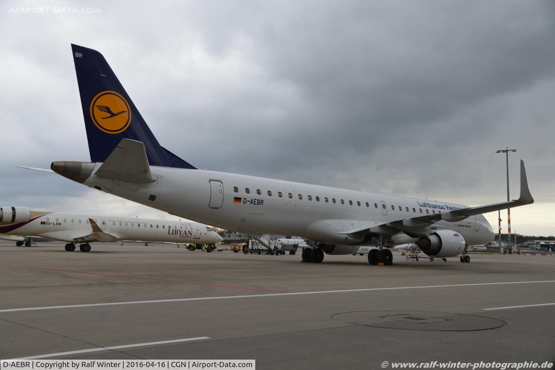 D-AEBR, 2012 Embraer 195LR  (ERJ-190-200LR) C/N 19000558, Embraer ERJ-195LR 190-200LR - CL CLH Lufthansa Cityline 'Merseburg' - 19000558 - D-AEBR - 16.04.2016 - CGN