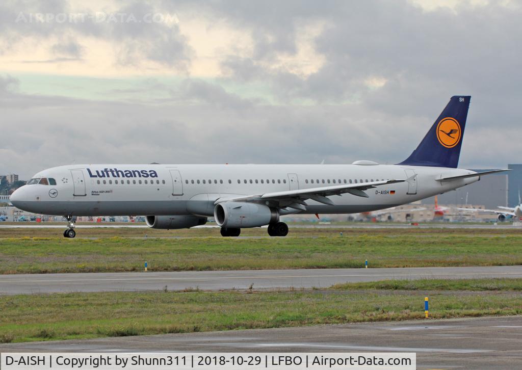 D-AISH, 2007 Airbus A321-231 C/N 3265, Taxiing holding point rwy 32R for departure... Wifi pod mounted...