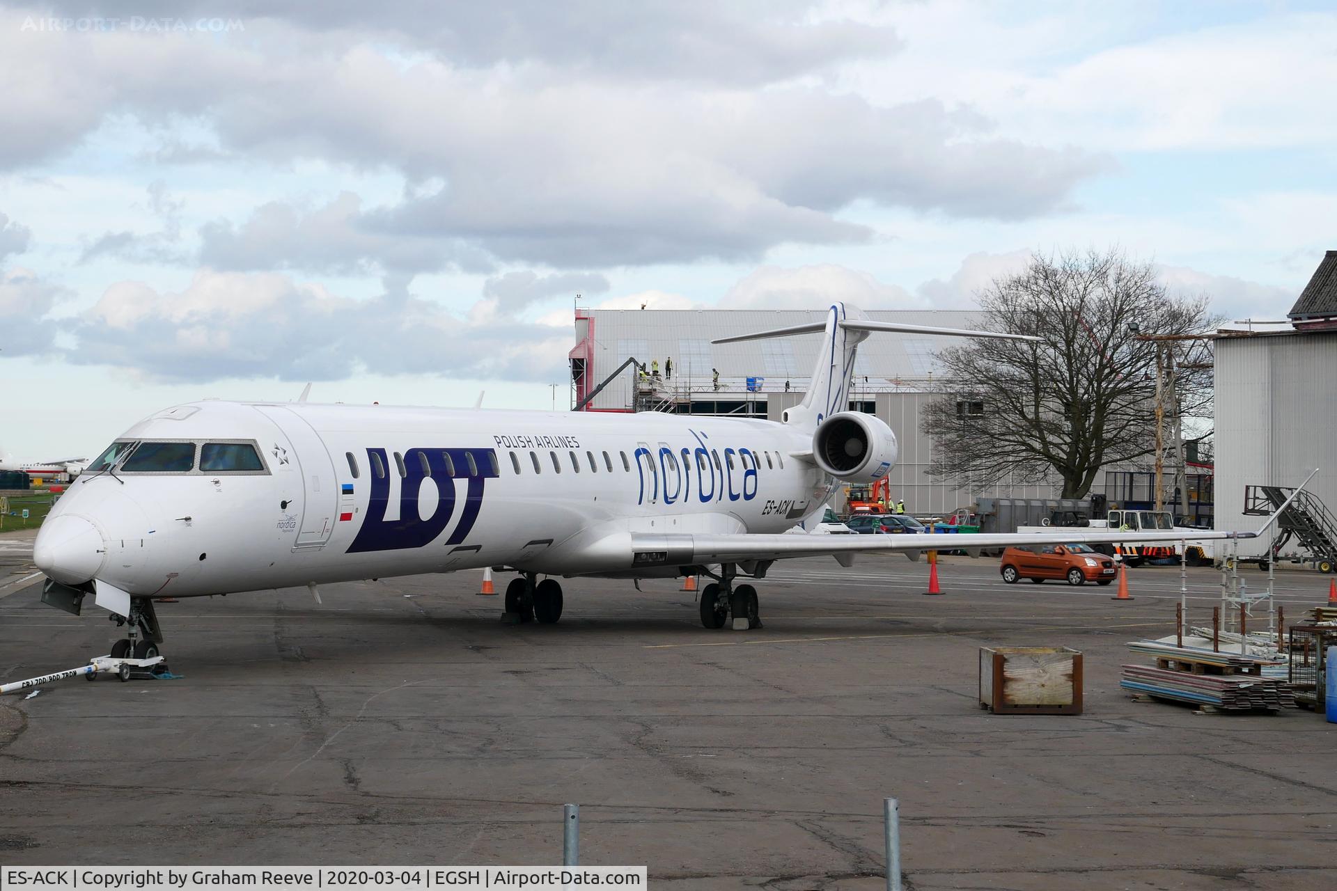 ES-ACK, 2009 Bombardier CRJ-900 (CL-600-2D24) C/N 15211, Parked at Norwich.