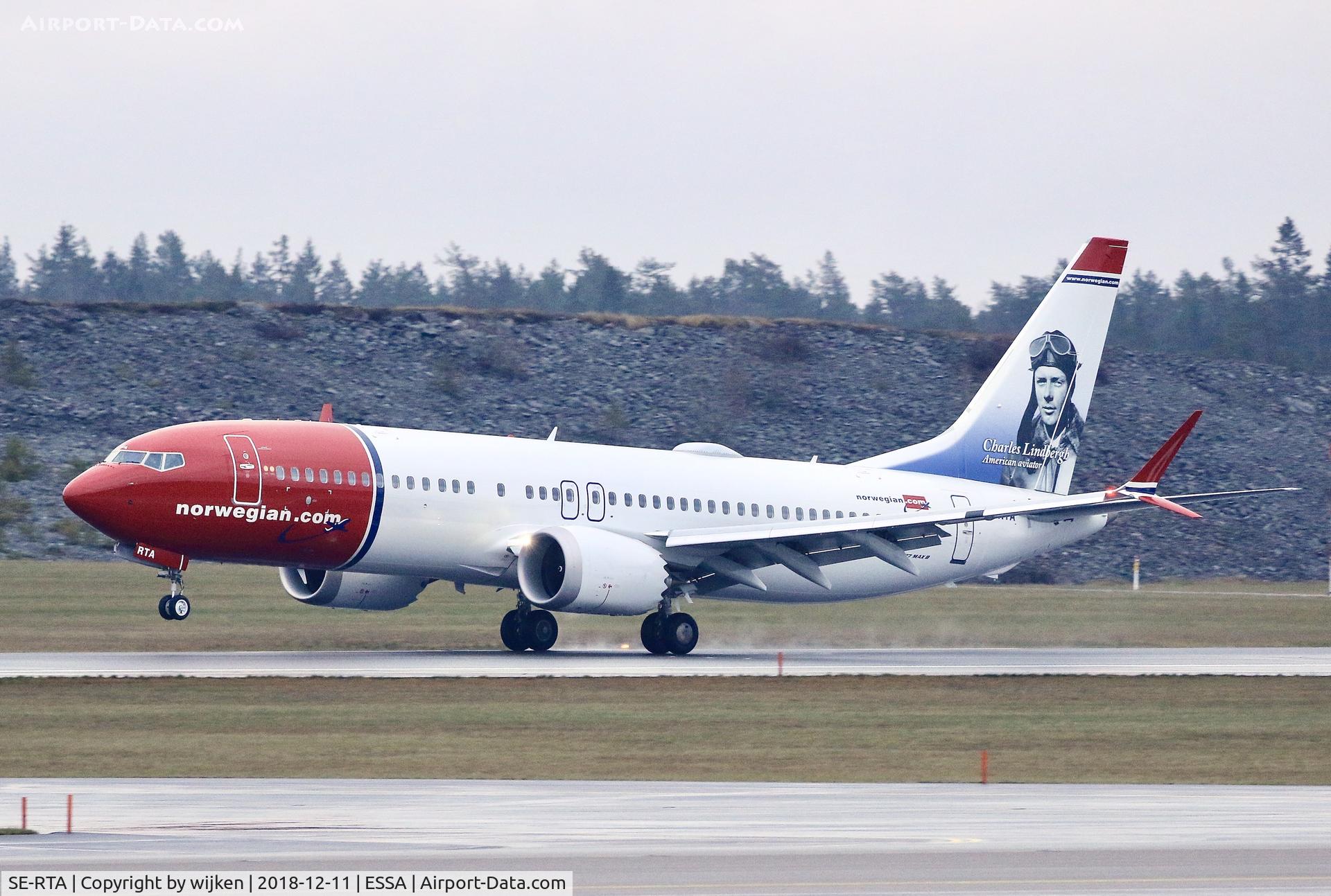 SE-RTA, 2018 Boeing 737-8 MAX C/N 42835, RWY 01R
