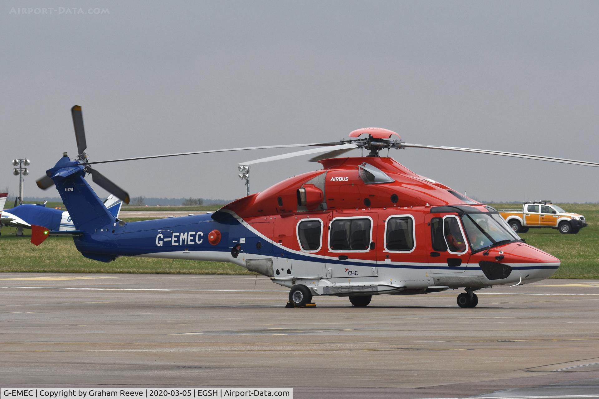 G-EMEC, 2018 Airbus Helicopters EC-175B C/N 5031, Parked at Norwich.