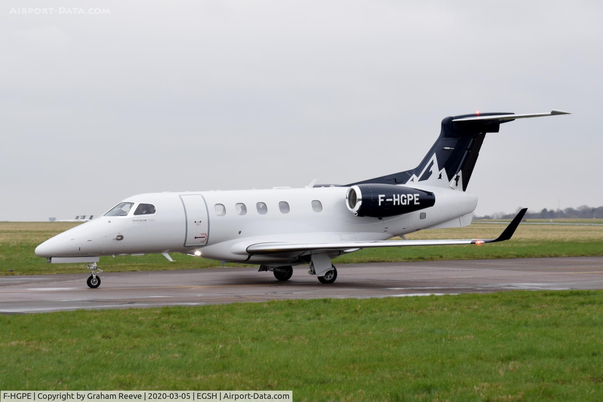 F-HGPE, Embraer EMB-505 Phenom 300 C/N 50500532, Just landed at Norwich.