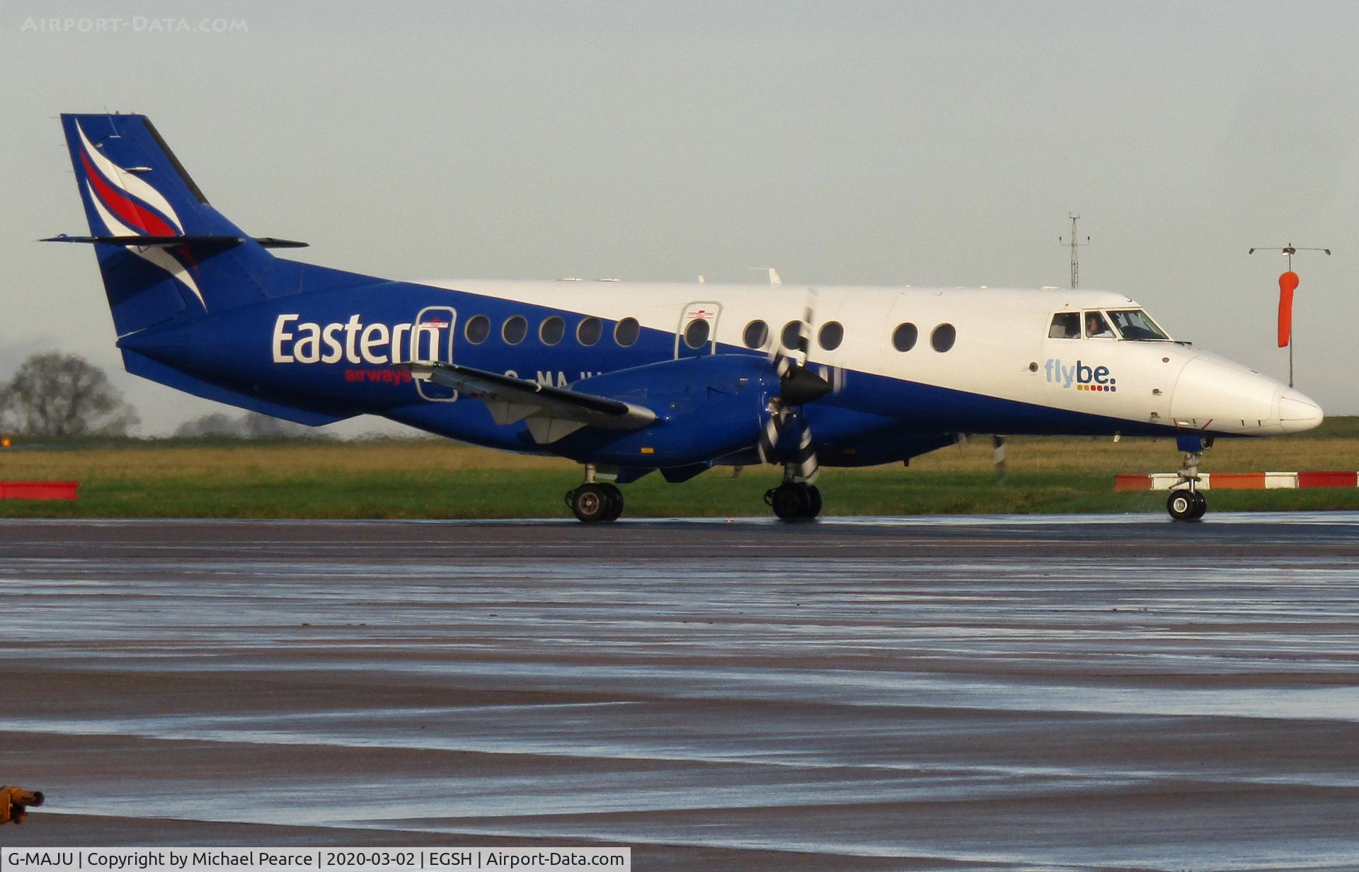 G-MAJU, 1995 British Aerospace Jetstream 41 C/N 41071, Arriving on Stand 7 from Warton (WRT).