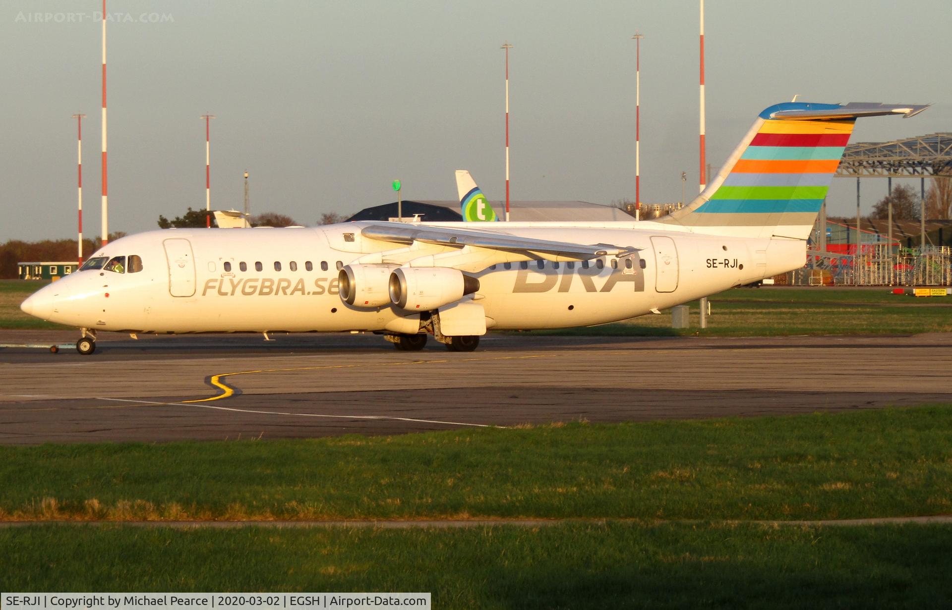 SE-RJI, 1999 British Aerospace Avro 146-RJ100 C/N E3357, Under tow to the North Side for storage, after retirement from BRA service and subsequent arrival from Malmo (MMX).