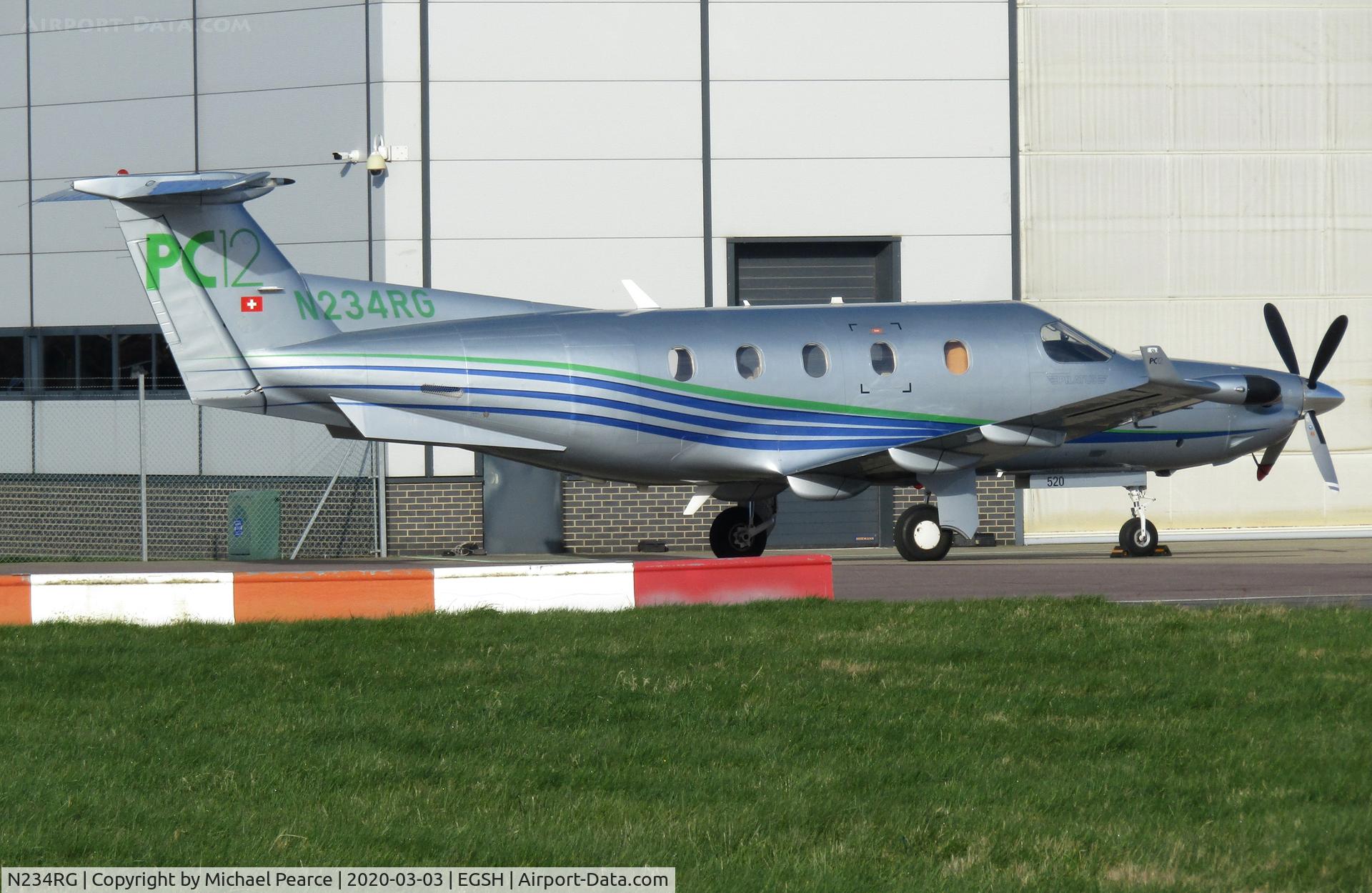 N234RG, 2003 Pilatus PC-12/45 C/N 520, Parked on the SaxonAir apron following arrival from Belfast (BHD). Return visitor.