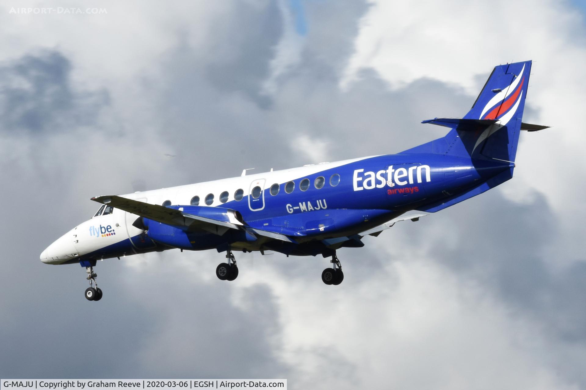 G-MAJU, 1995 British Aerospace Jetstream 41 C/N 41071, Landing at Norwich.