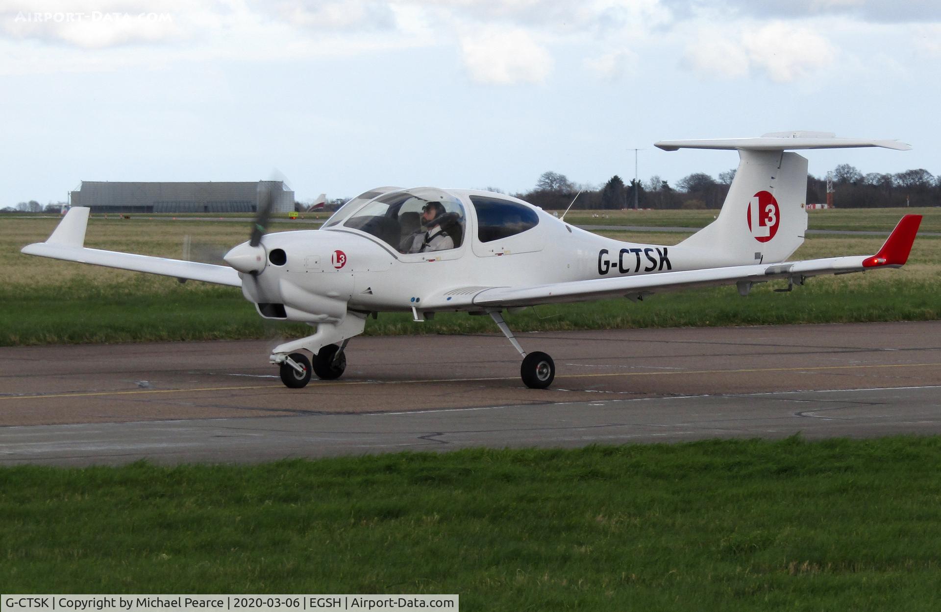 G-CTSK, 2014 Diamond DA-40NG Diamond Star C/N 40.N224, Arriving from Southend (SEN) for refuel.