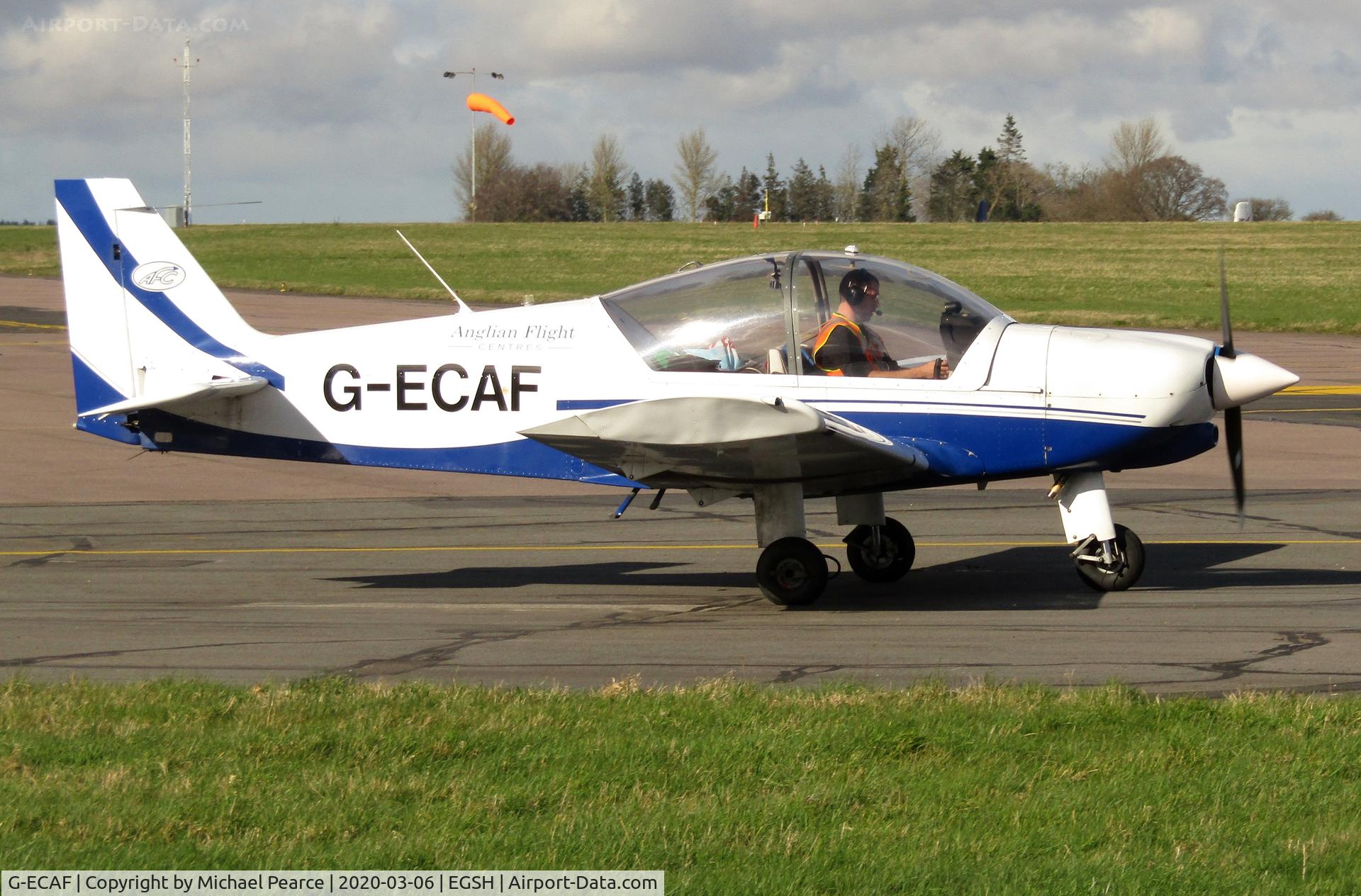 G-ECAF, 2000 Robin HR-200-120B C/N 345, Departing SaxonAir home to Earls Colne (EGSR).