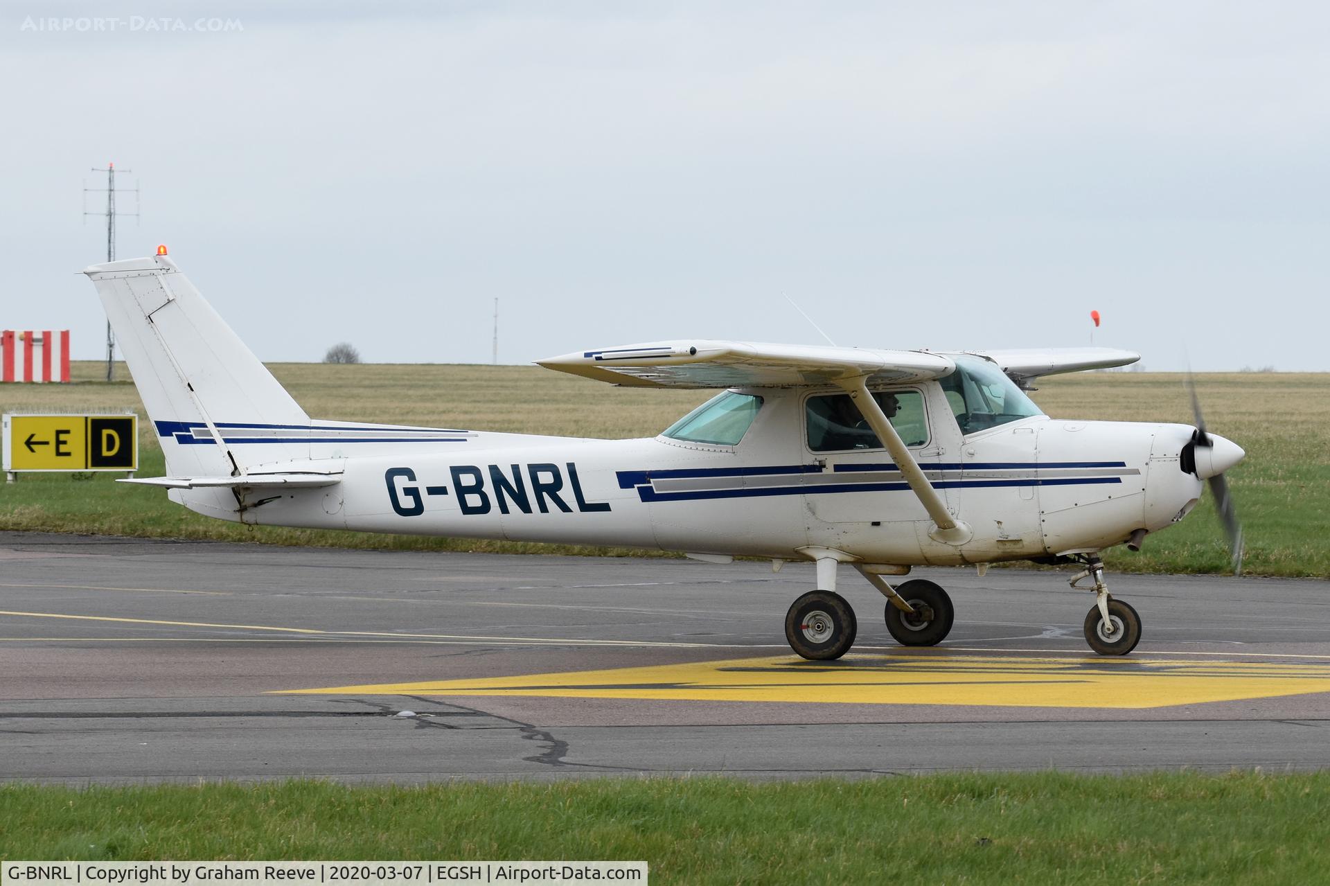 G-BNRL, 1984 Cessna 152 C/N 152-84250, Departing from Norwich.