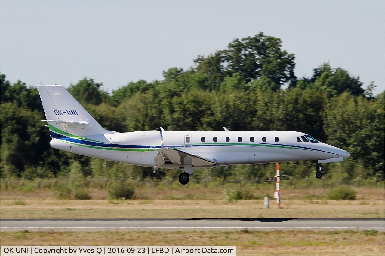 OK-UNI, 2007 Cessna 680 Citation Sovereign C/N 680-0139, Cessna 680 Citation Sovereign, Landing rwy 05, Bordeaux Mérignac airport (LFBD-BOD)