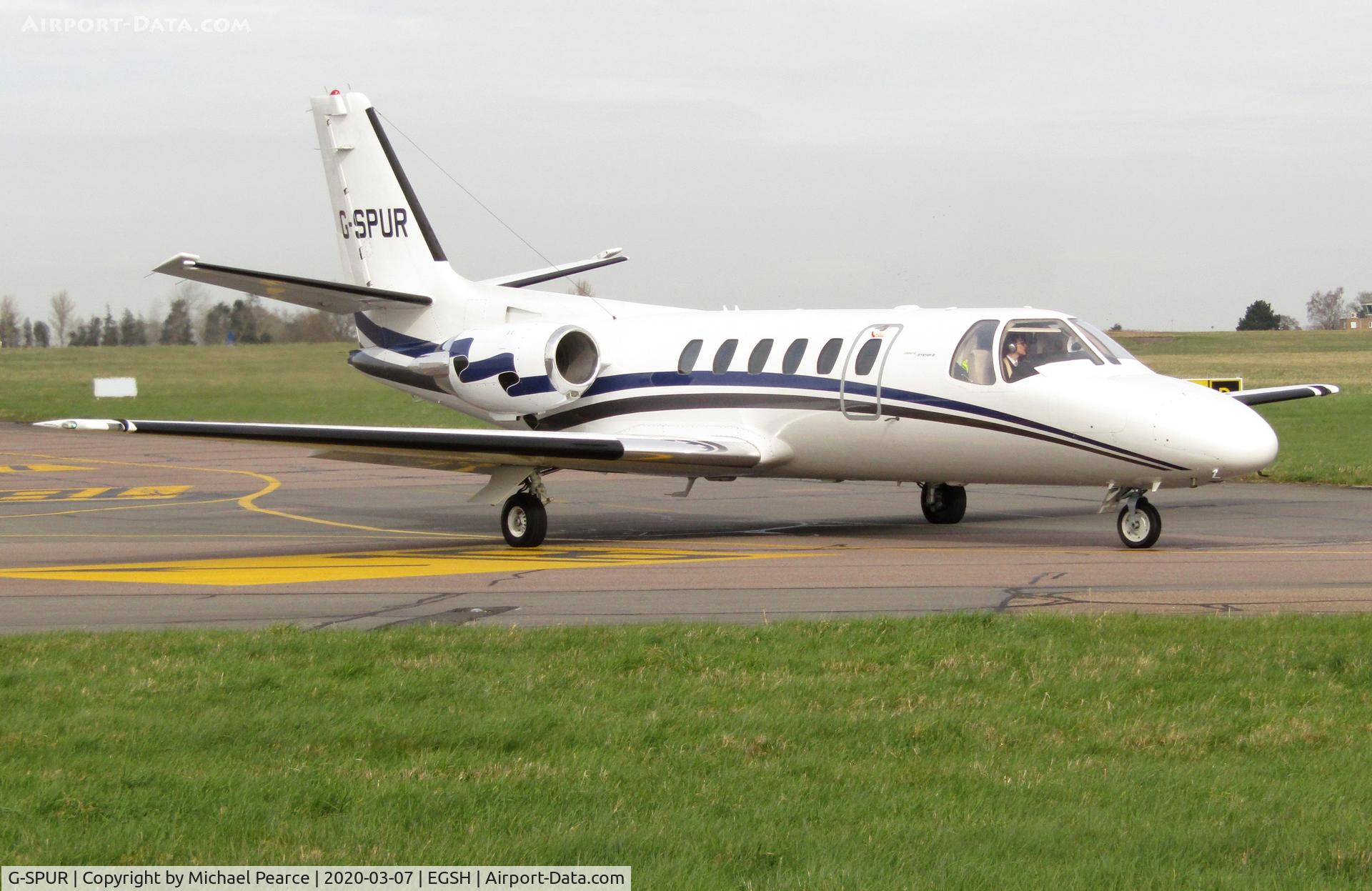 G-SPUR, 1992 Cessna 550 Citation II C/N 550-0714, Departing SaxonAir to Doncaster/Sheffield (DSA).