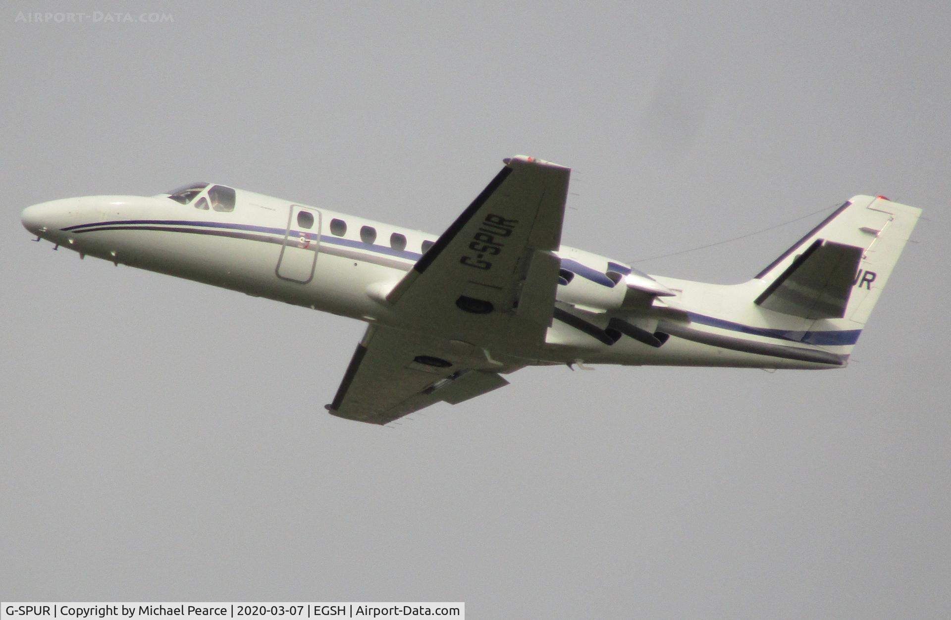 G-SPUR, 1992 Cessna 550 Citation II C/N 550-0714, Departing RWY 27 to Doncaster/Sheffield (DSA).