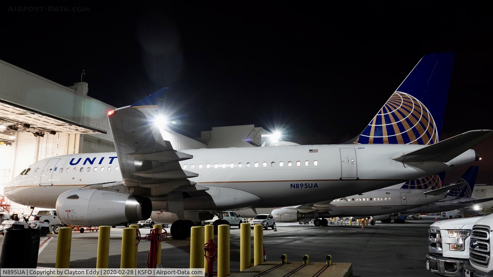 N895UA, 2007 Airbus A319-132 C/N 3020, SFO 2020.