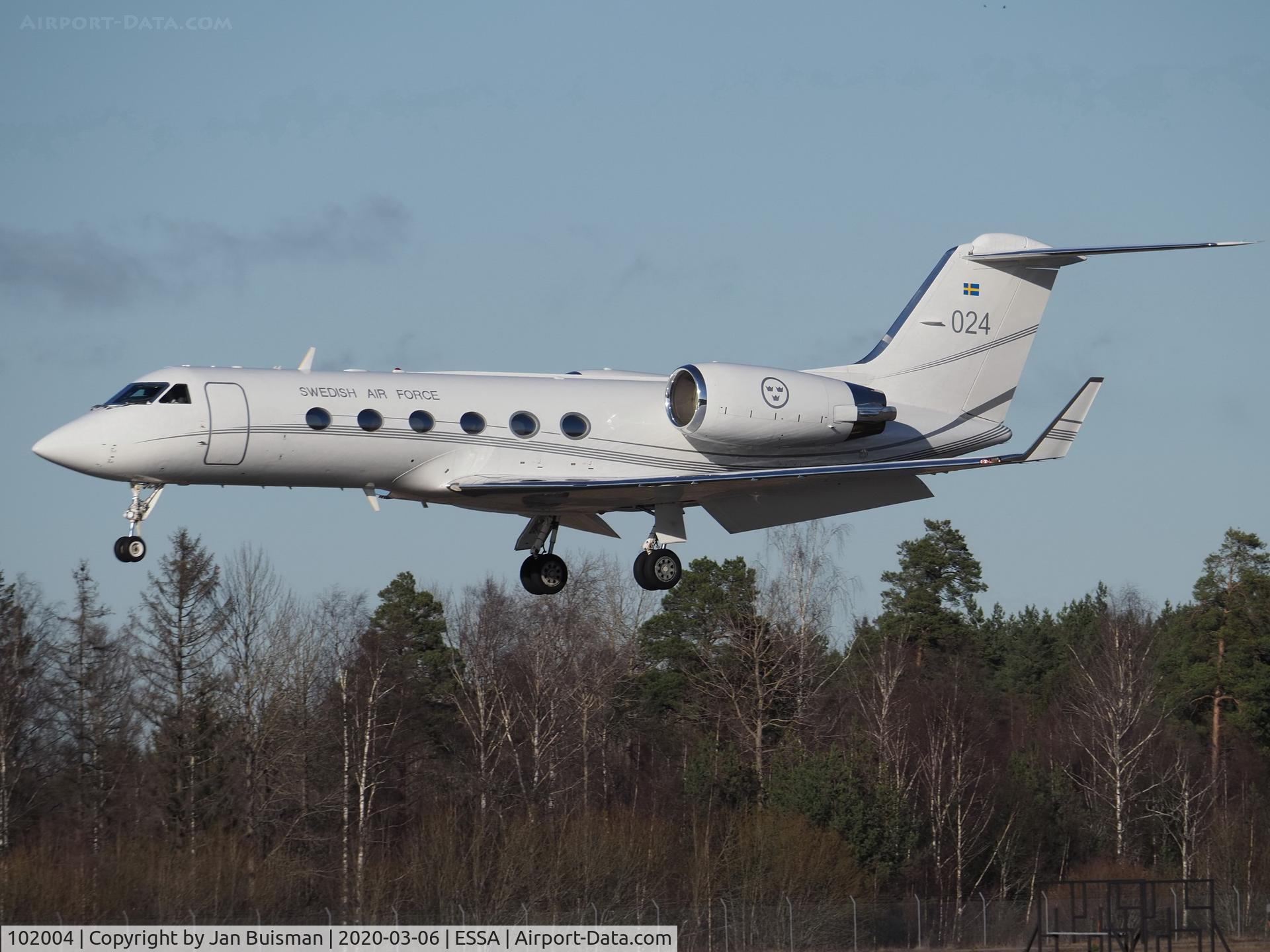 102004, Gulfstream Aerospace Tp102C (Gulfstream IV) C/N 1274, Swedish Air Force