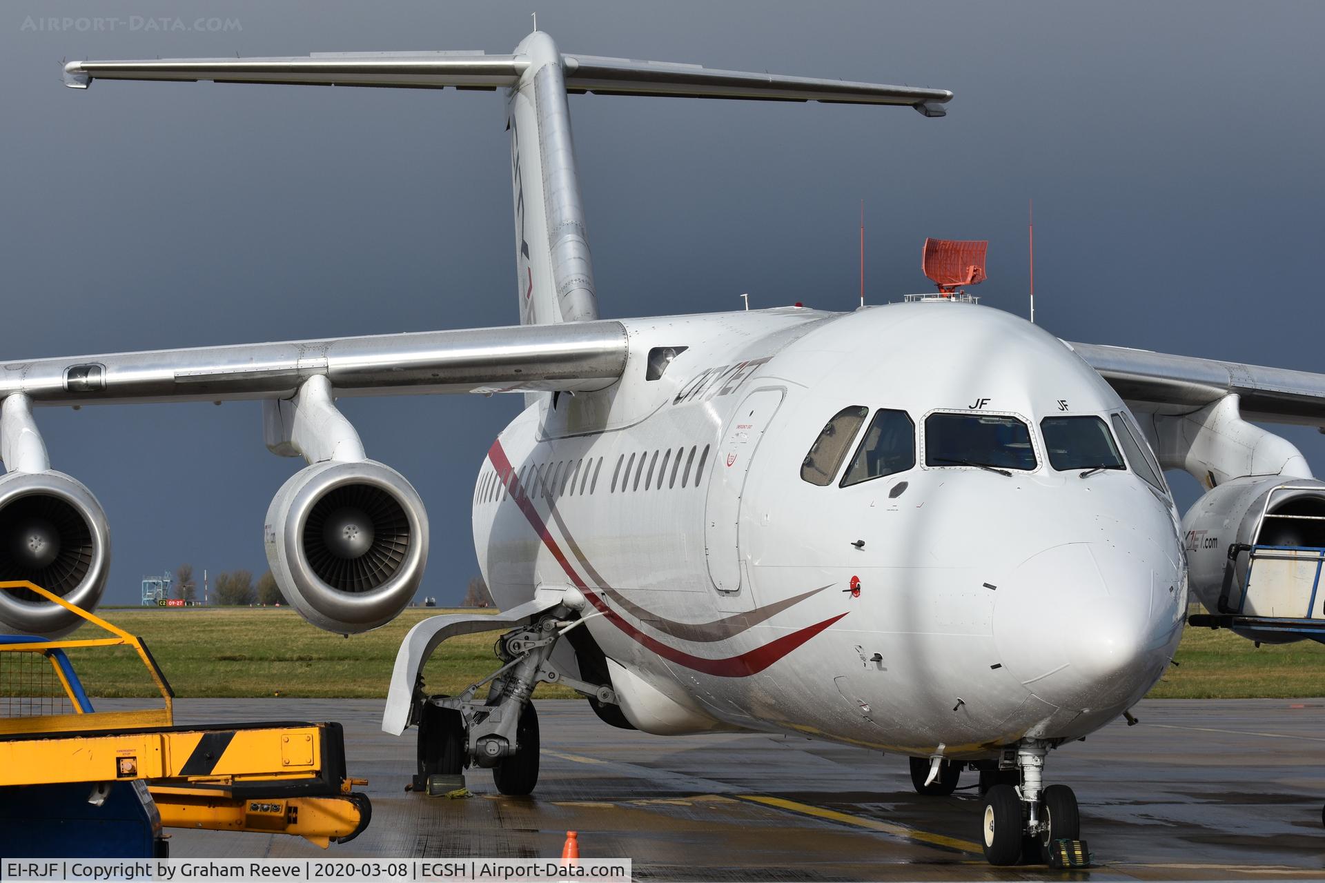 EI-RJF, 1998 British Aerospace Avro 146-RJ85A C/N E2337, On stand at Norwich.