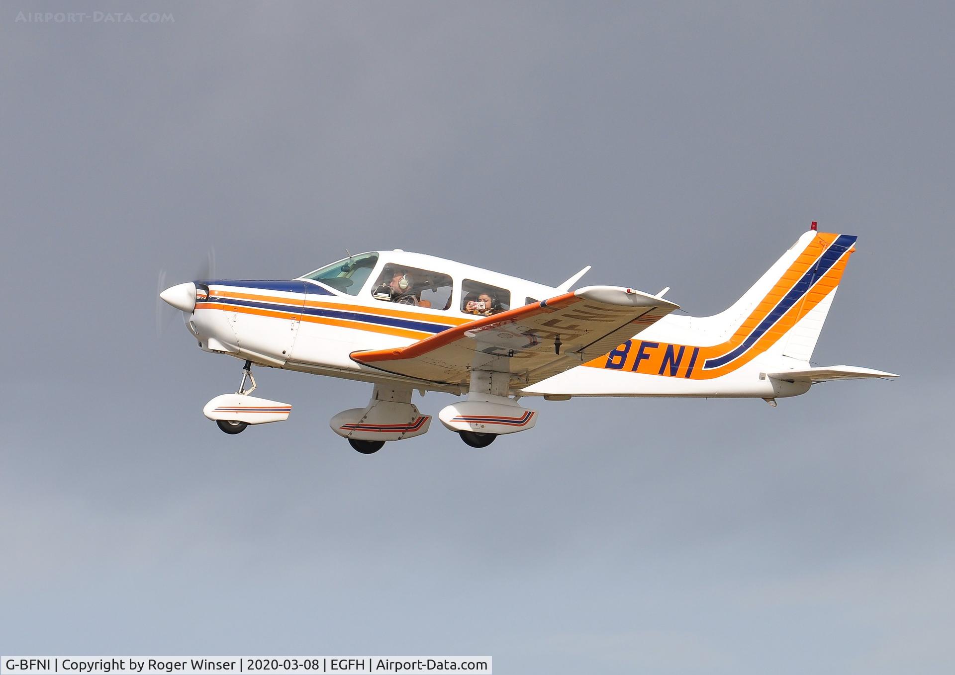 G-BFNI, 1977 Piper PA-28-161 Cherokee Warrior II C/N 28-7816215, Resident Warrior departing Runway 22 for a local flight.