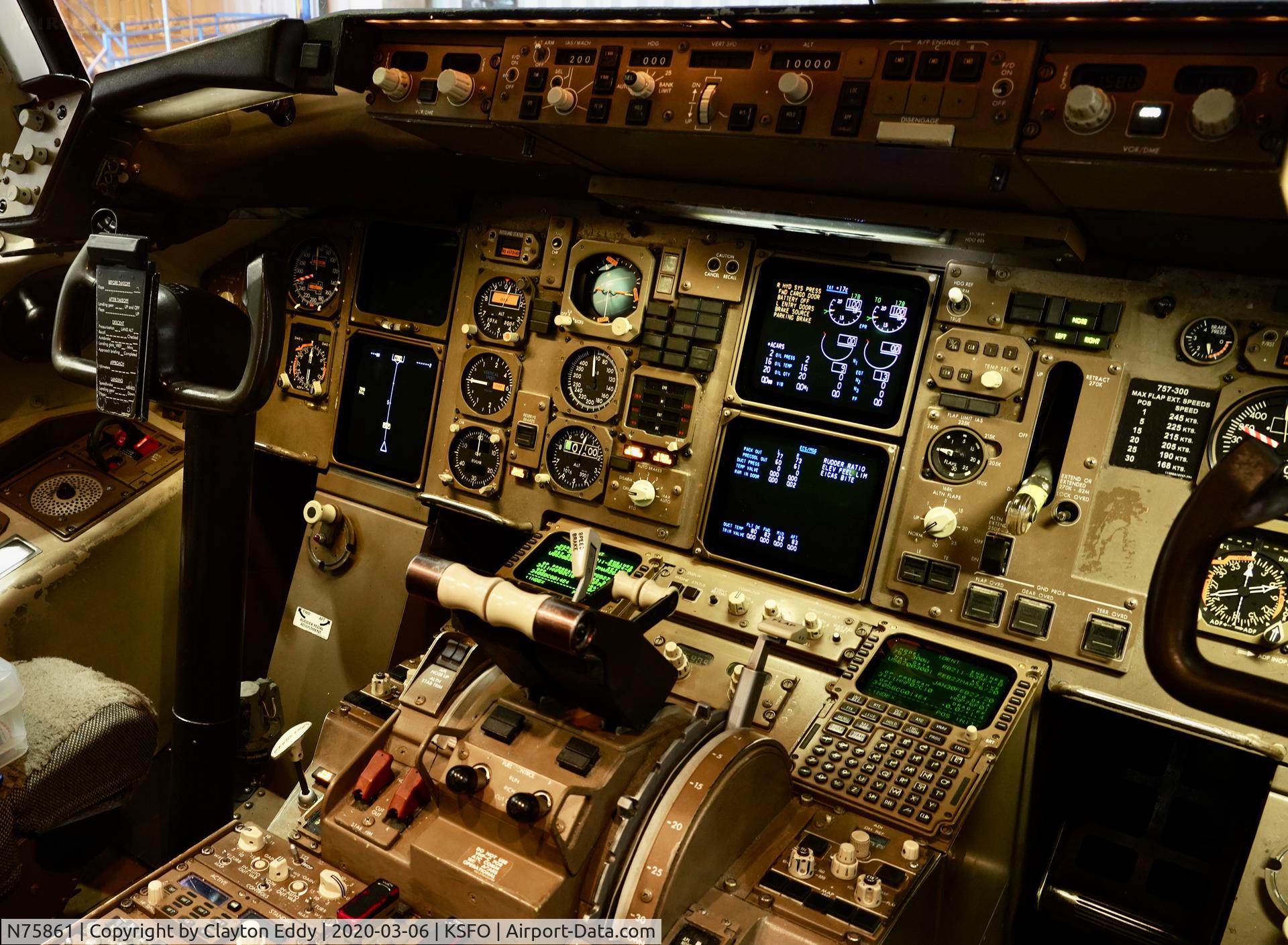 N75861, 2001 Boeing 757-33N C/N 32585, Flightdeck SFO 2020.