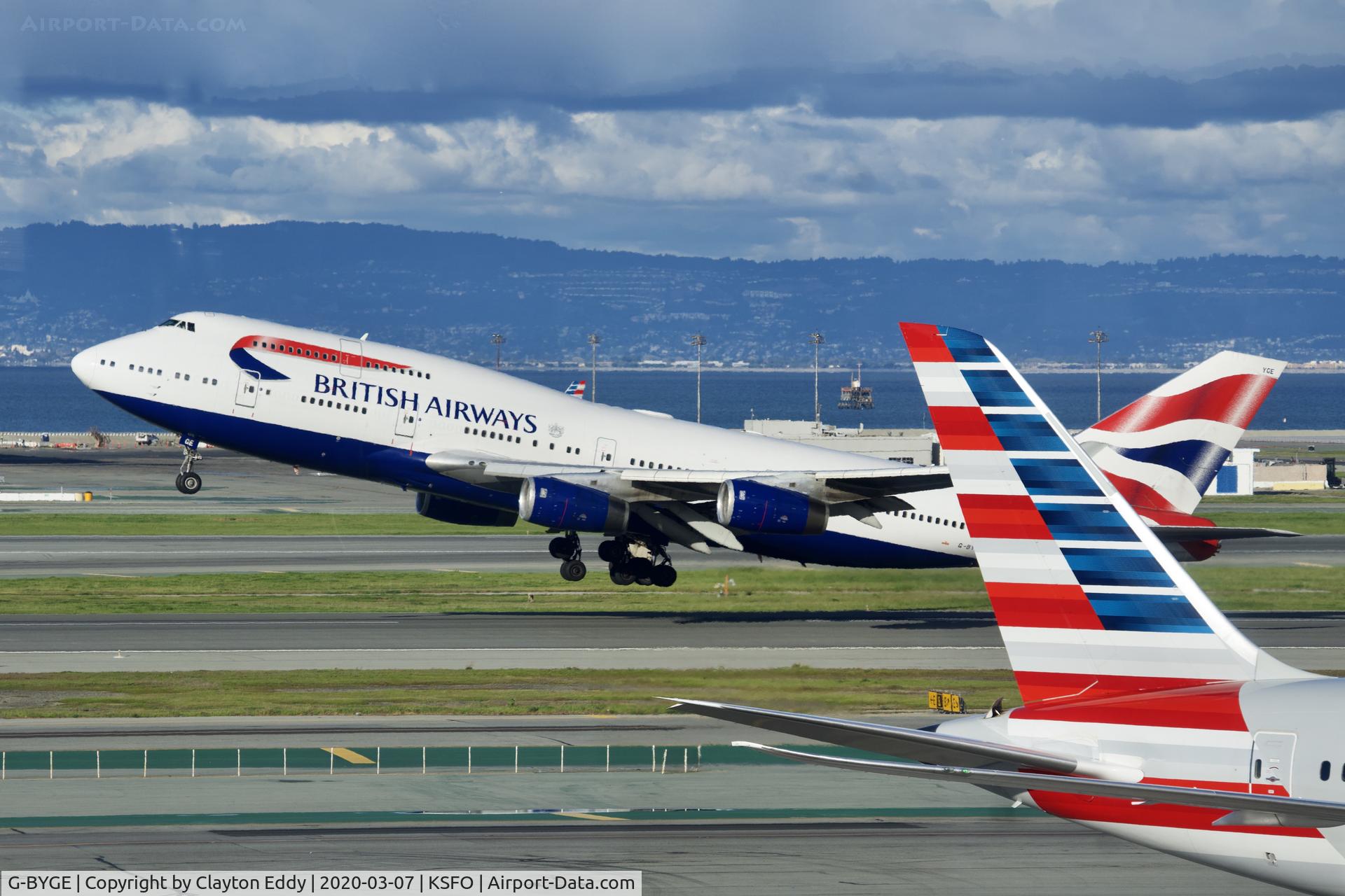 G-BYGE, 1999 Boeing 747-436 C/N 28858, Sky Terrace SFO 2020.