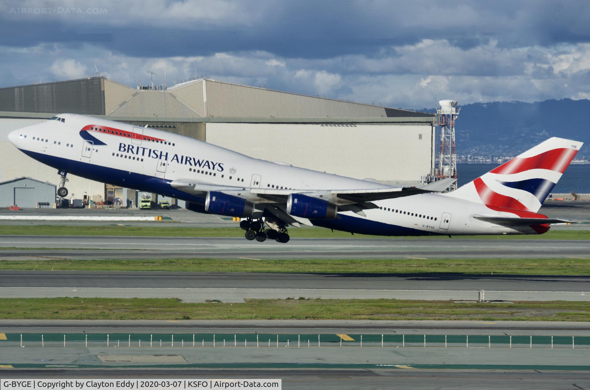 G-BYGE, 1999 Boeing 747-436 C/N 28858, Sky Terrace SFO 2020.