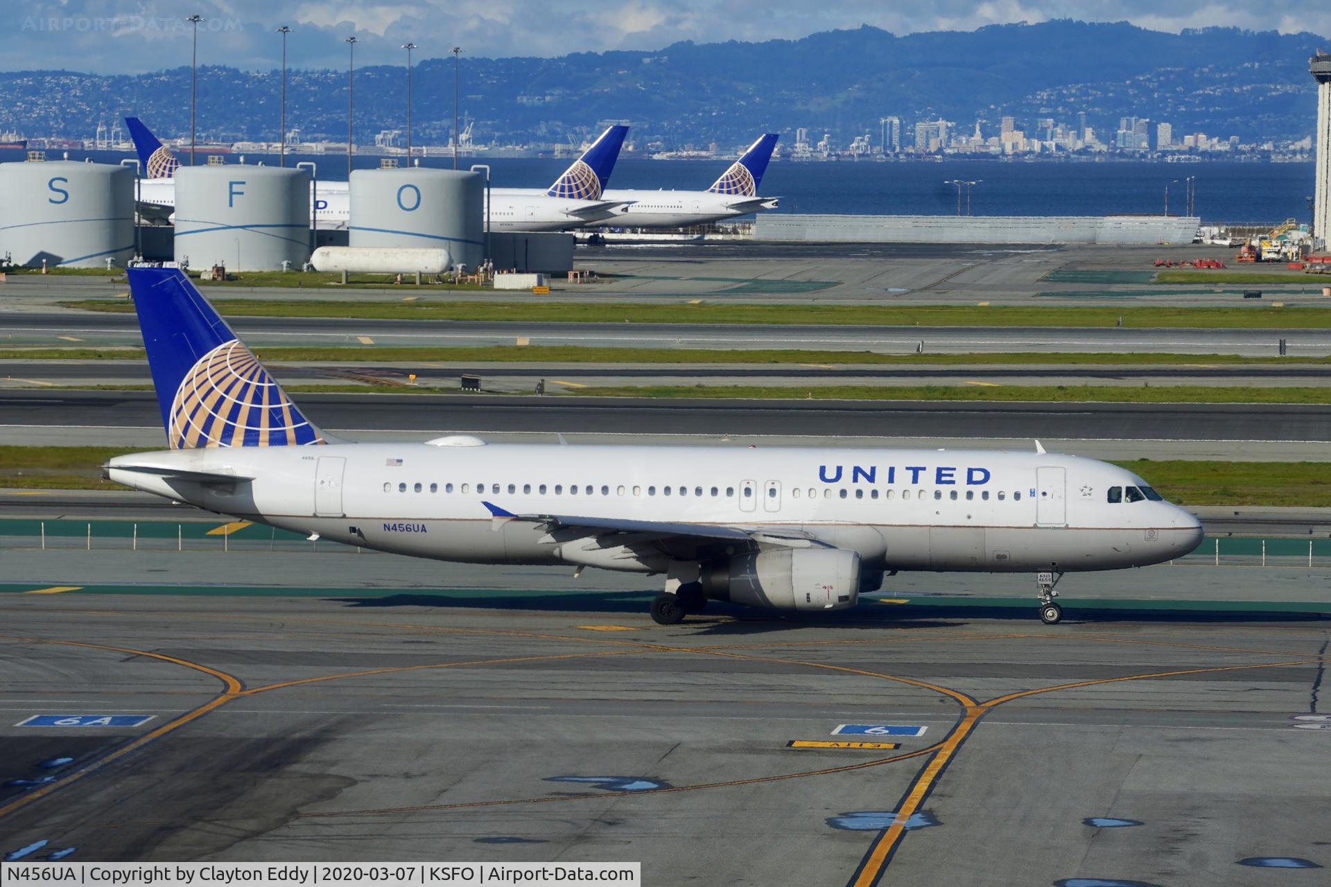 N456UA, 1999 Airbus A320-232 C/N 1128, Sky Terrace SFO 2020.