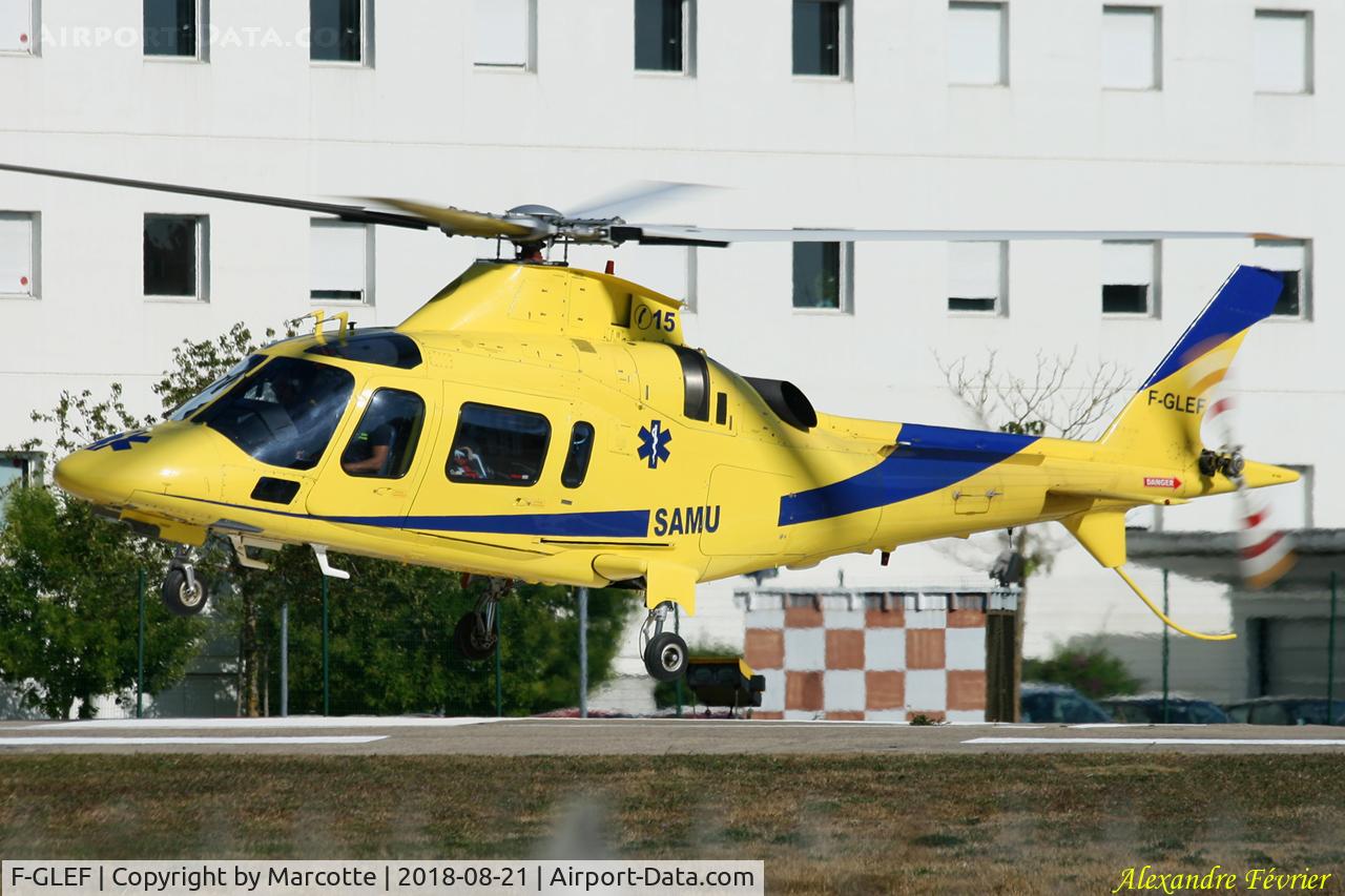 F-GLEF, 1998 Agusta A-109E Power C/N 11027, taking off from Trousseau hospital.