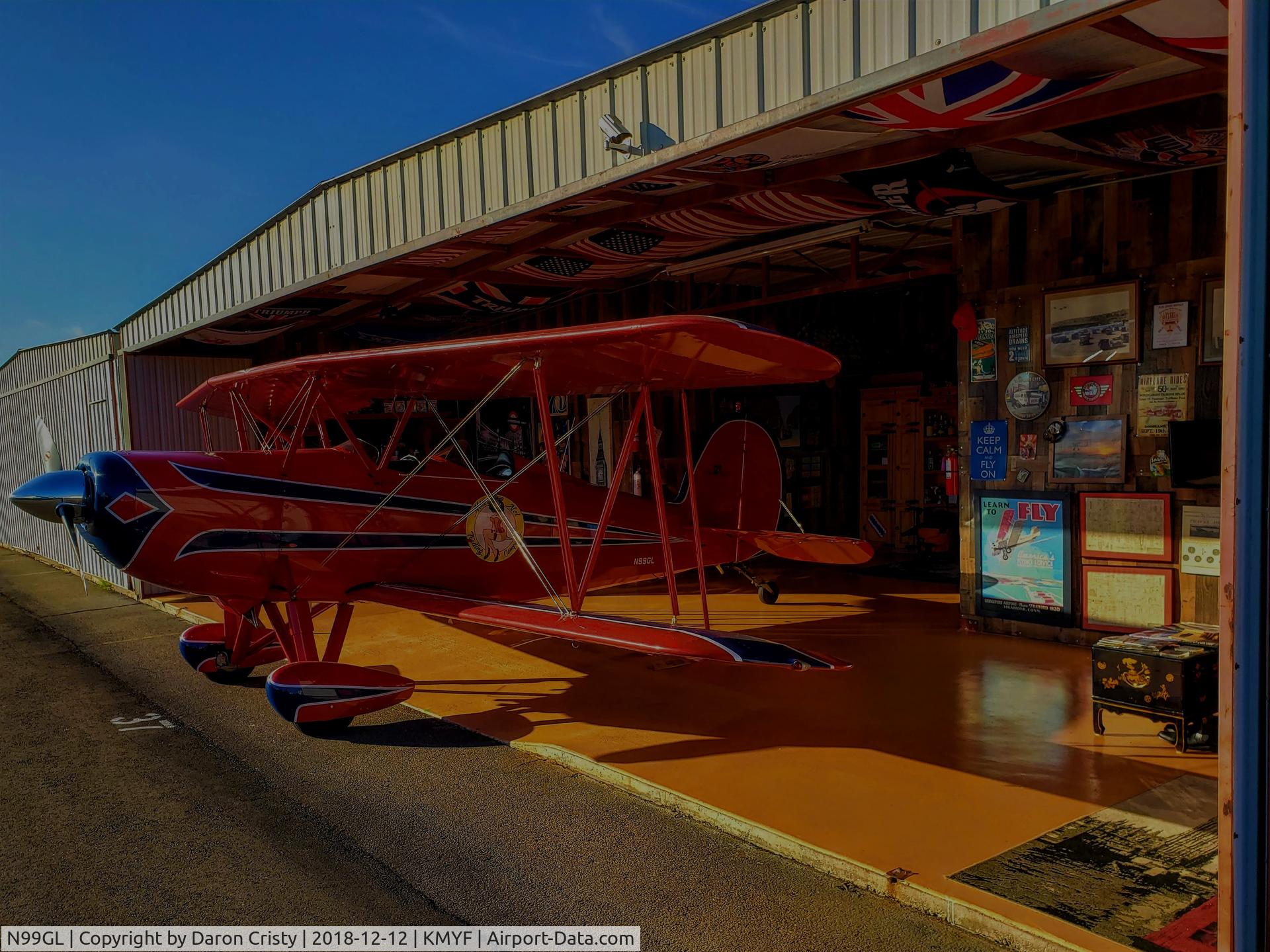 N99GL, 1981 Great Lakes 2T-1A-2 Sport Trainer C/N 1005, Great Lakes biplane also known as Mia Noi

Hangared at Montgomery Field, San Diego, California