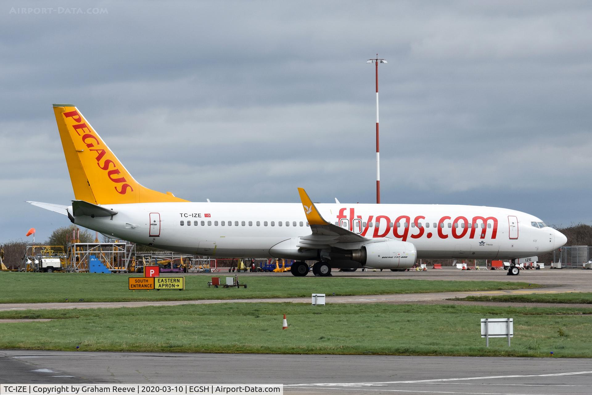 TC-IZE, 2008 Boeing 737-86J C/N 37740, Parked at Norwich.