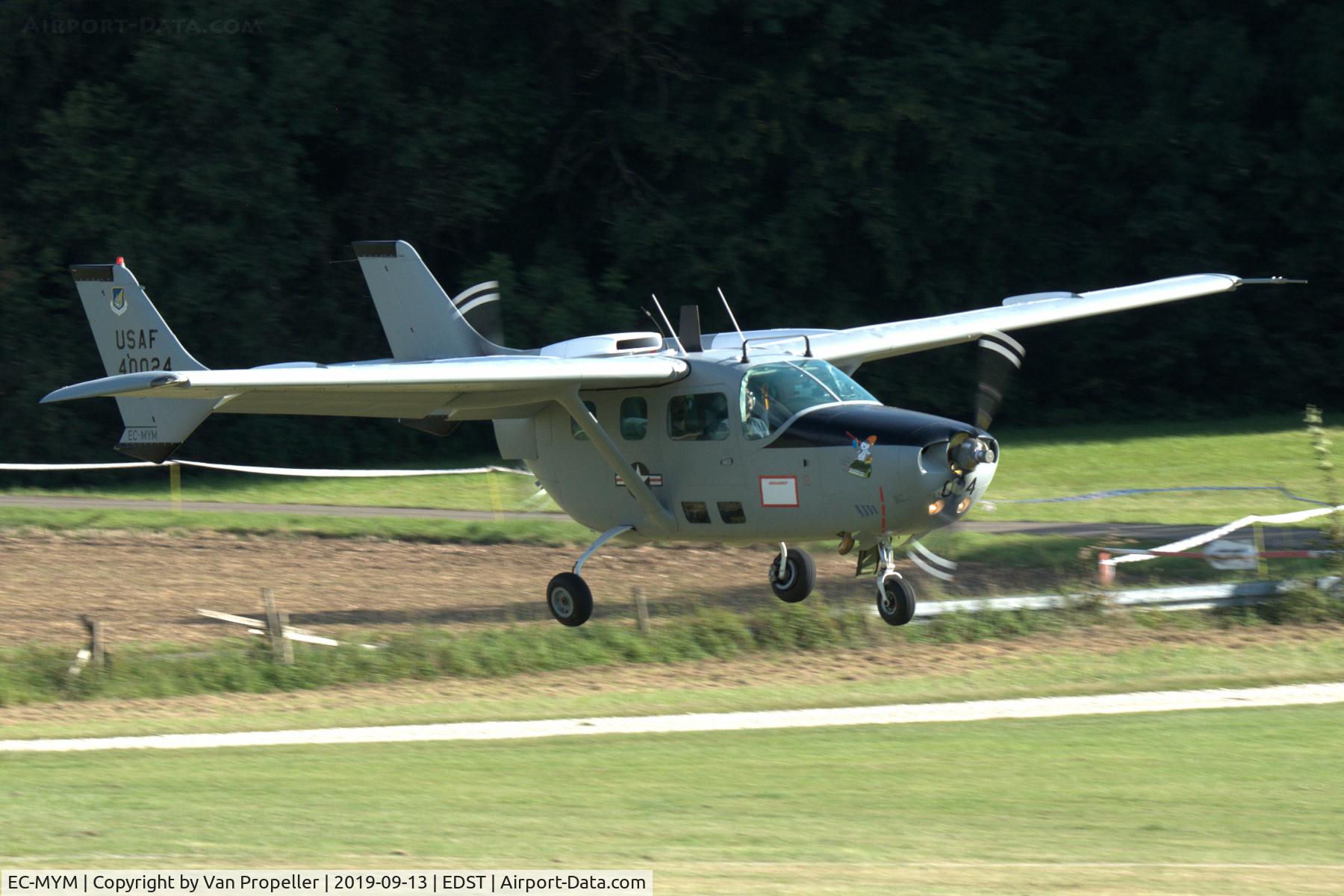 EC-MYM, 1974 Reims Cessna FTB337G Milirole C/N 0024, Reims-Cessna FTB337G Milirole landing at Hahnweide airfield, Germany. OTT 2019