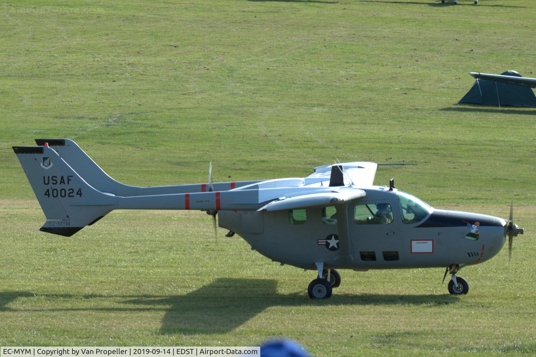 EC-MYM, 1974 Reims Cessna FTB337G Milirole C/N 0024, Reims-Cessna FTB337G Milirole ready for take off from Hahnweide airfield, Germany. OTT 2019