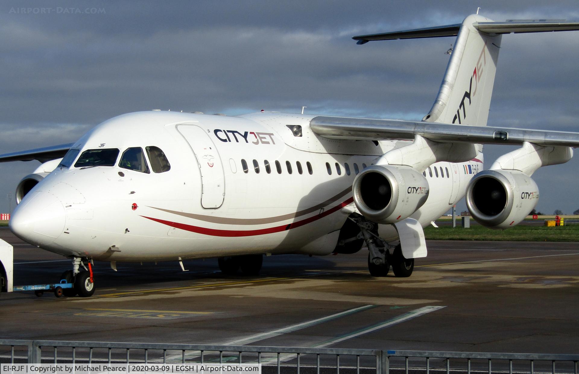 EI-RJF, 1998 British Aerospace Avro 146-RJ85A C/N E2337, Ready to push back from Stand 5 for maintenance, following arrival the previous day from Dublin (DUB).